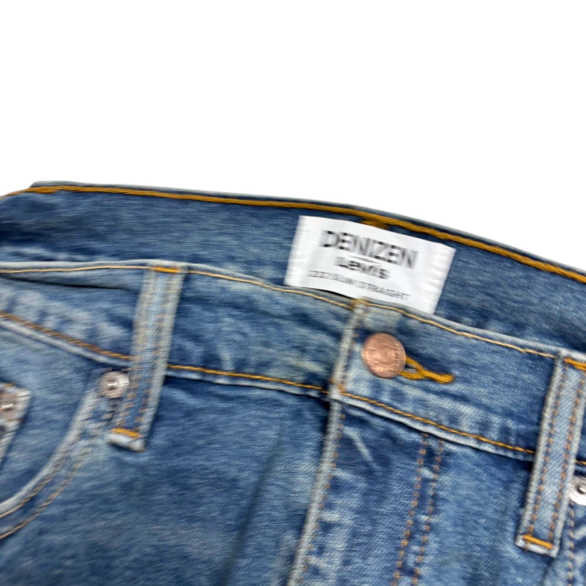 Levis Denizen Jeans W38 L30 Mens Mid Blue Slim Straight Fit Stretch Denim (E)