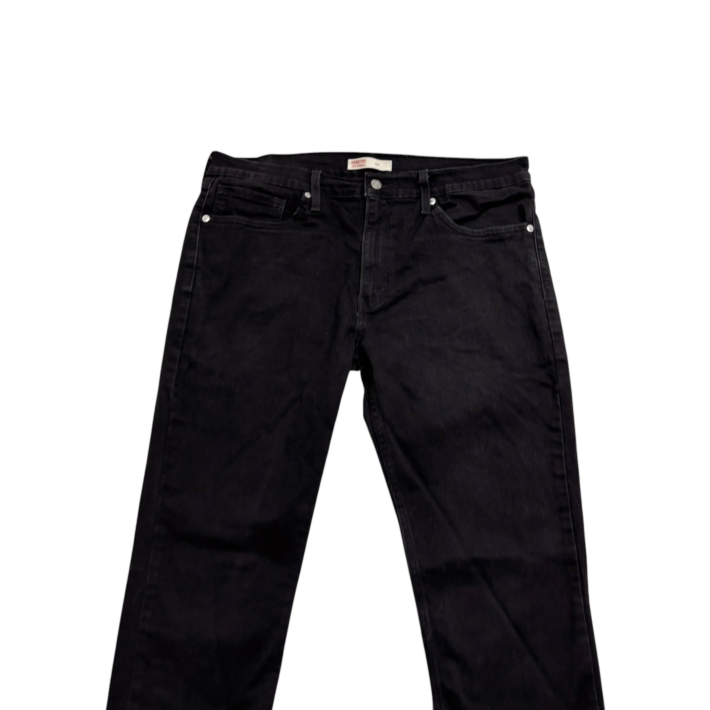 Levis Signature Jeans W36 L30 Mens Black Slim Fit Stretch Denim (E)