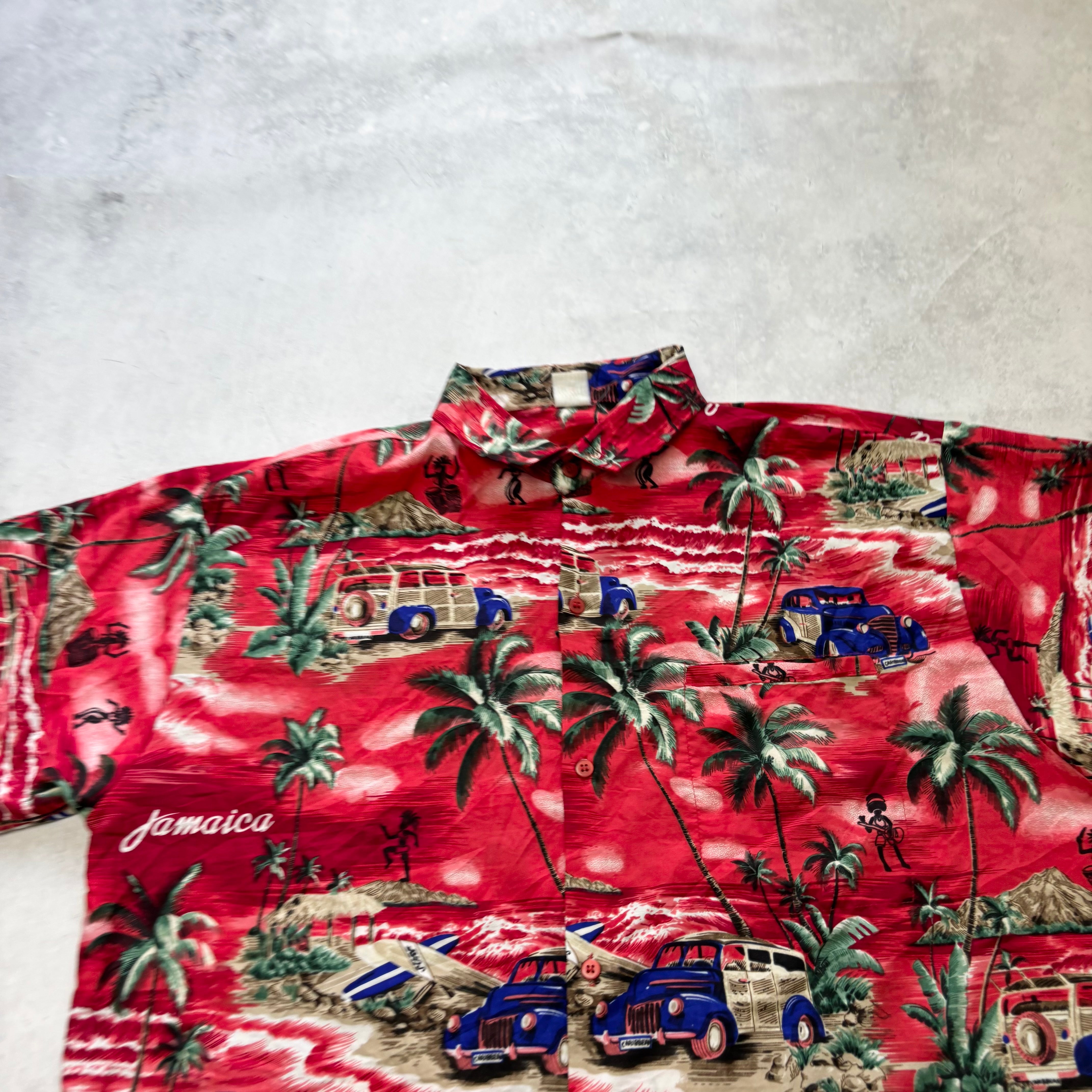 Hawaiian Shirt Mens XL Red Floral Aloha Short Sleeve Lightweight (E)
