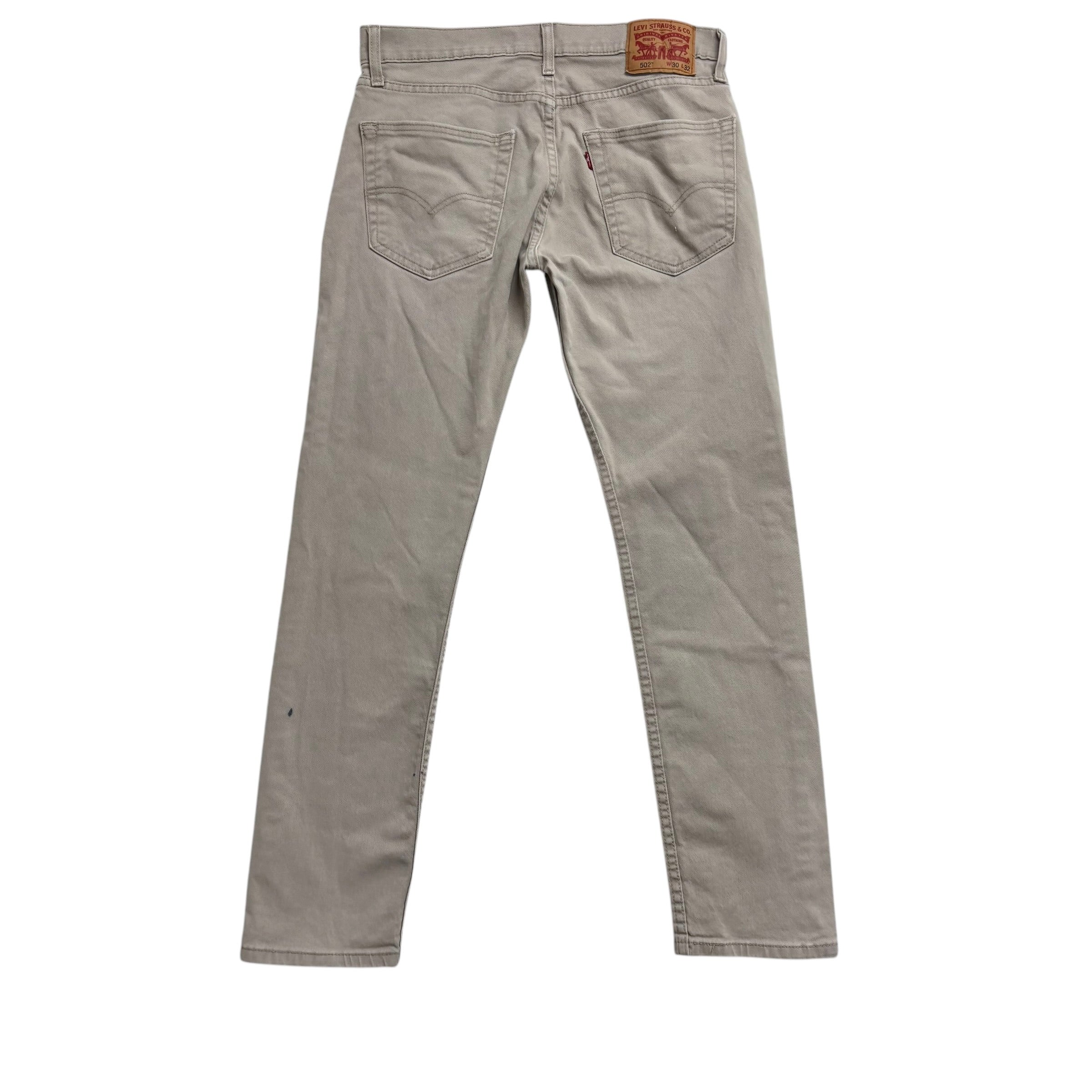 Levis 502 Jeans W30 L30 Mens Beige Regular Tapered Fit Stretch Denim