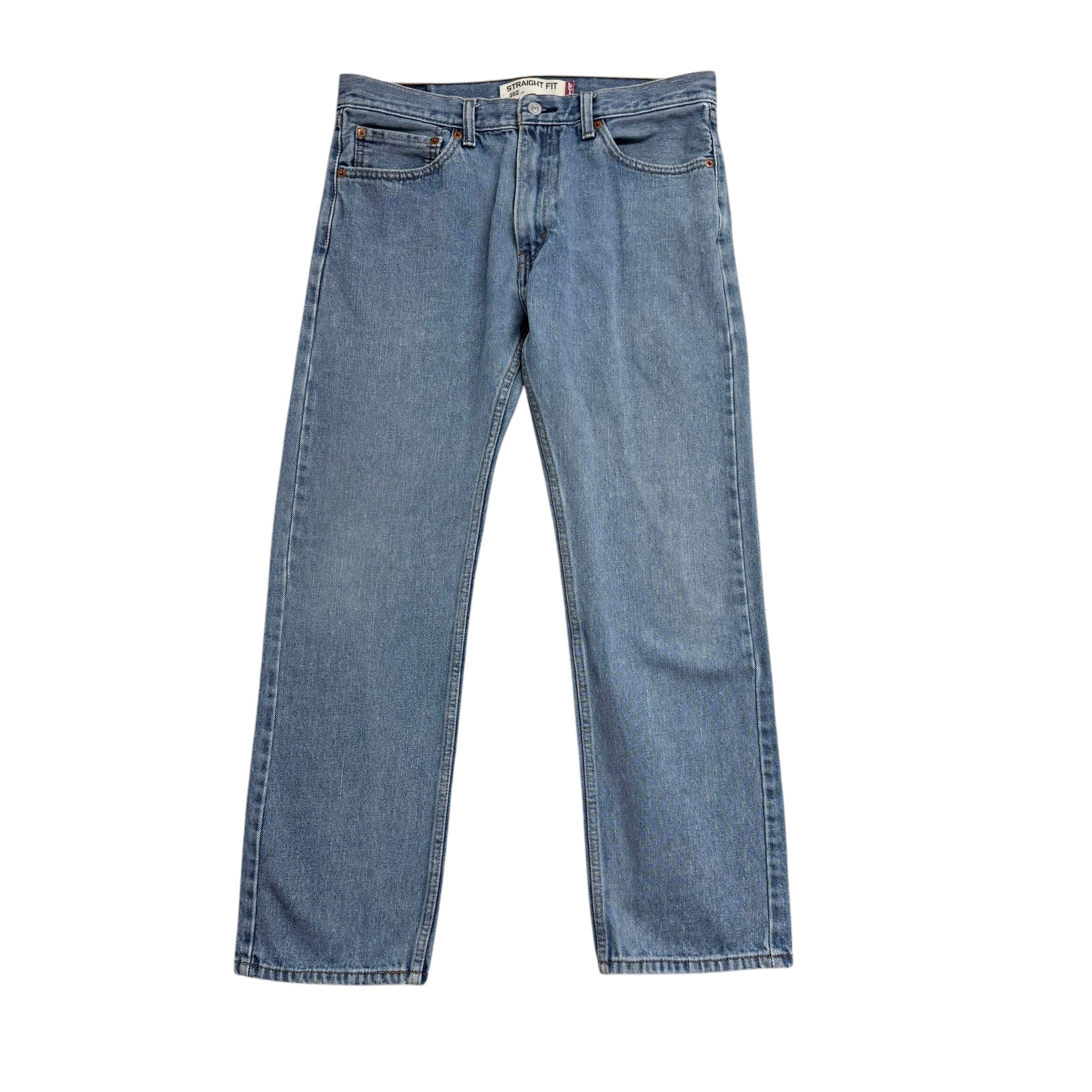 Levis 505 Jeans W34 L30 Mens Light Blue Regular Straight Fit Vintage Denim