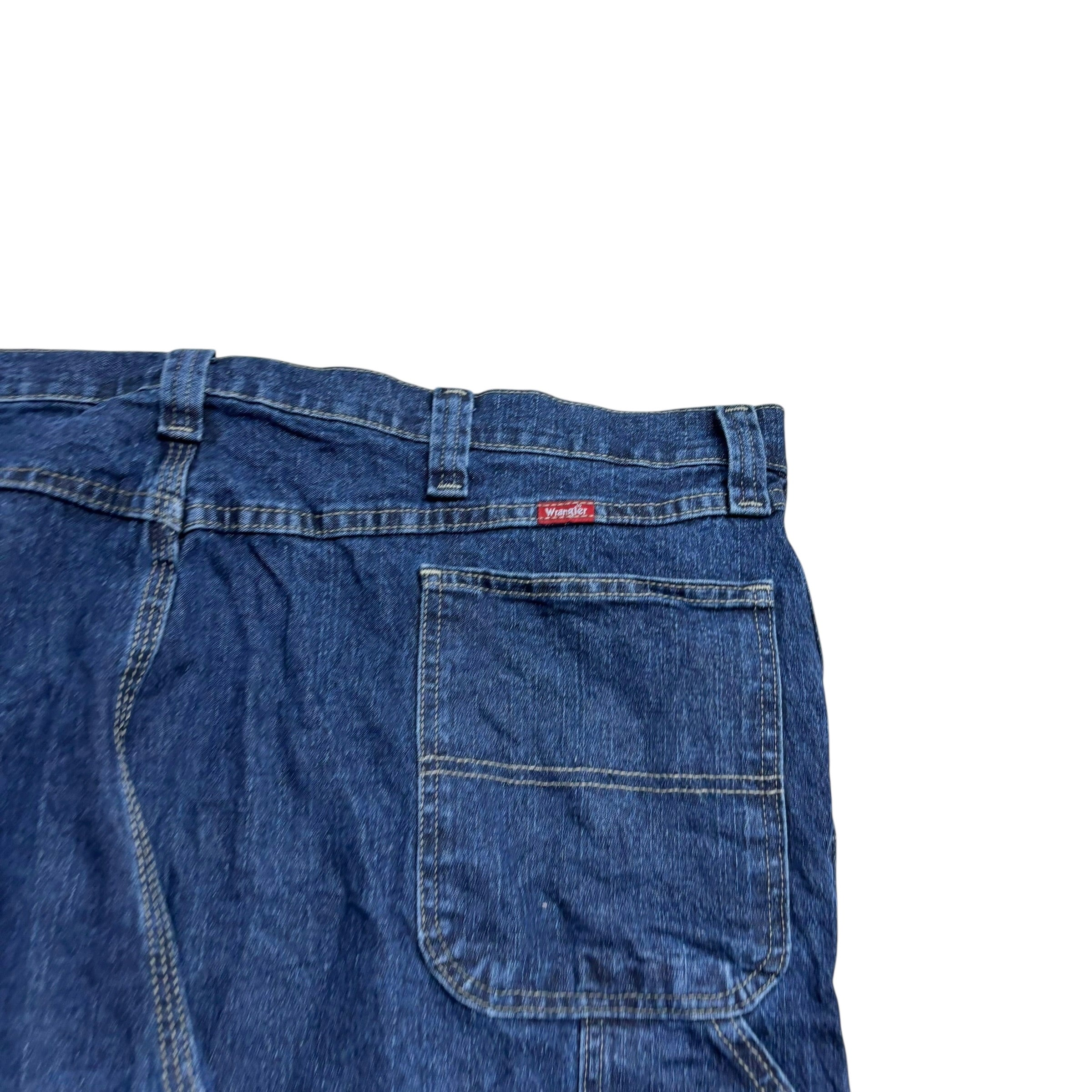 Wrangler Carpenter Jeans W44 L34 Mens Dark Blue Relaxed Straight Fit Stretch (E)