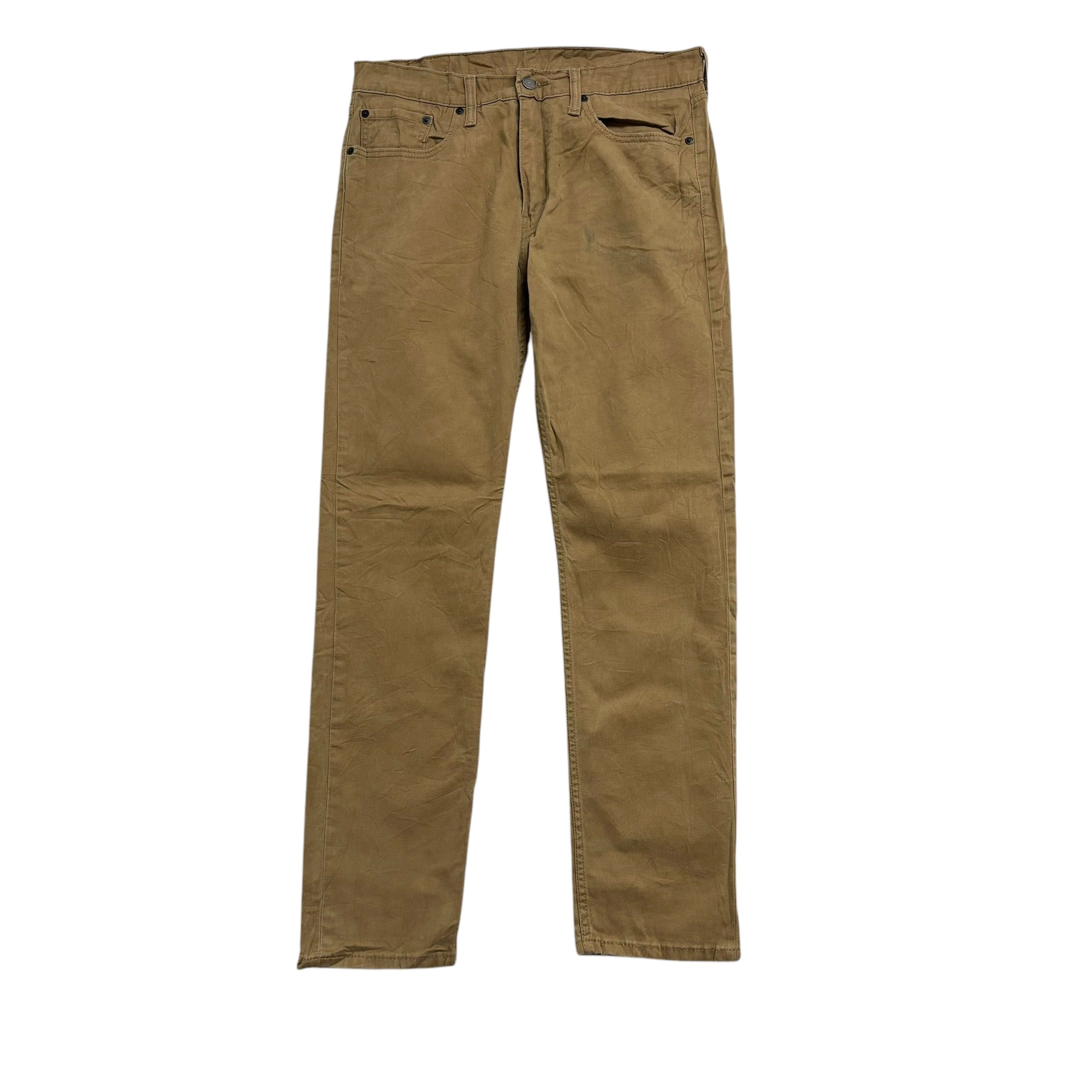 Levis 502 Trousers W33 L32 Mens Tan Regular Tapered Fit Stretch Cotton Pants