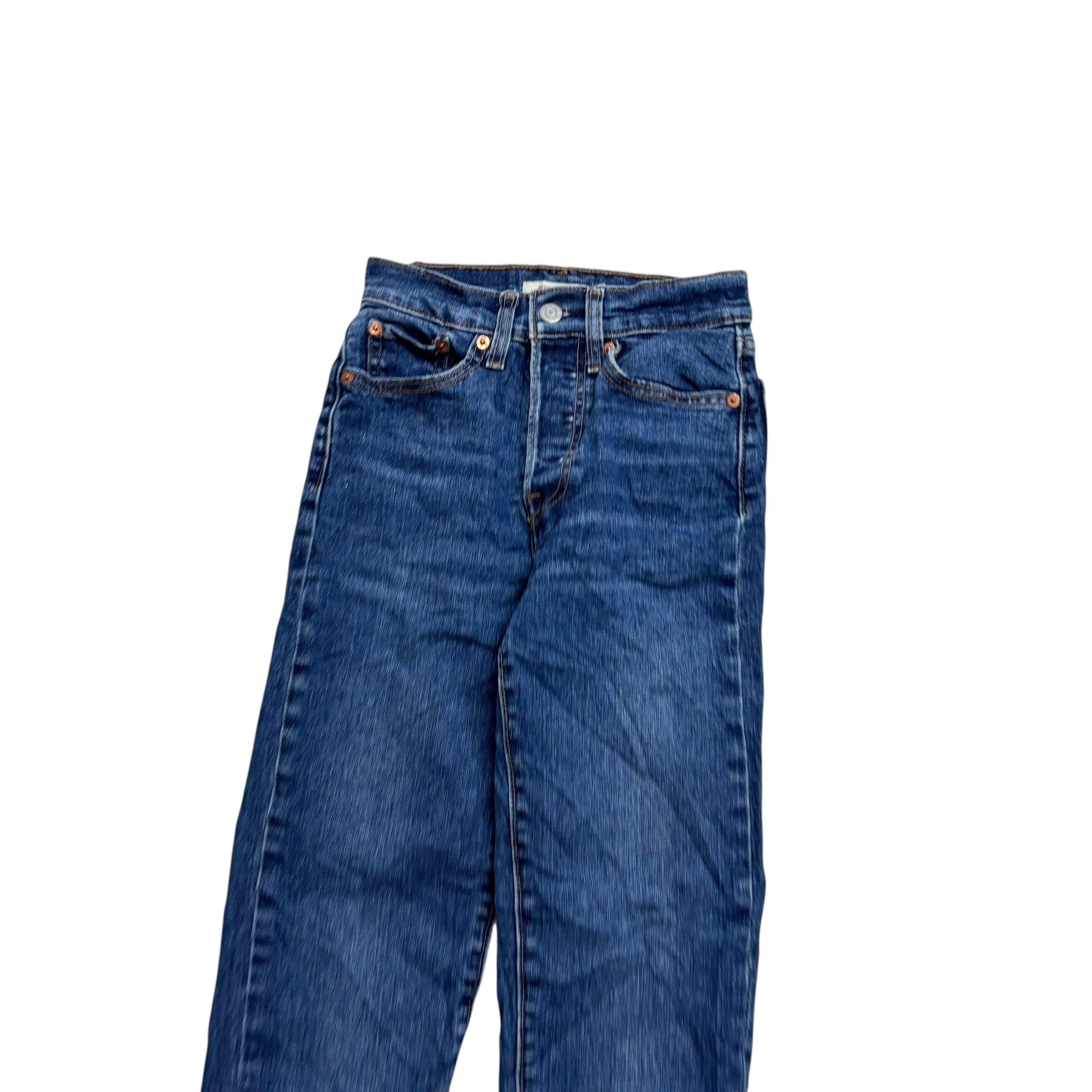Levis Wedgie Jeans W22 L28 Womens Straight Fit Mid Blue Stretch Denim (E)