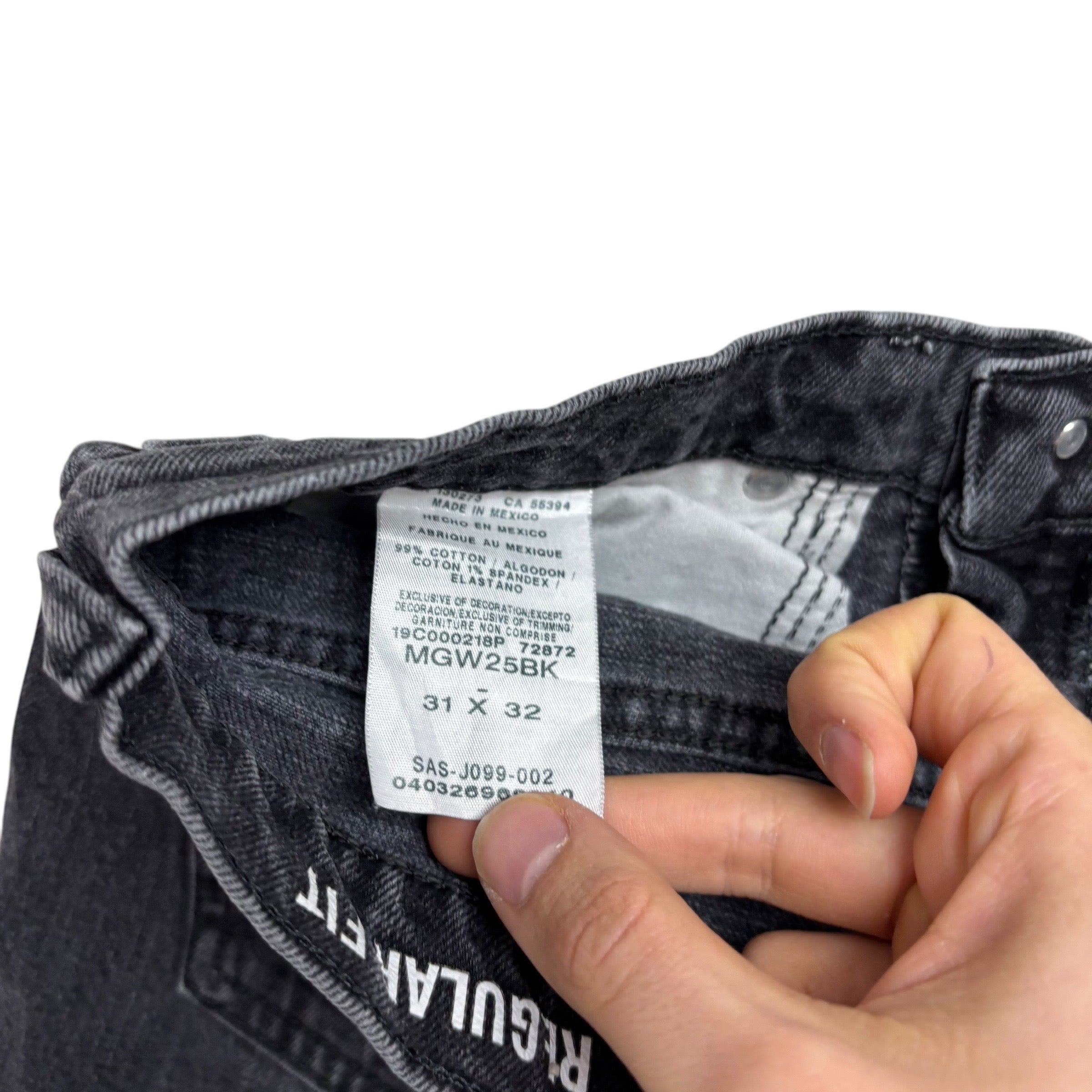 Wrangler Jeans W30 L32 Mens Black Regular Straight Fit Stretch Denim (E)