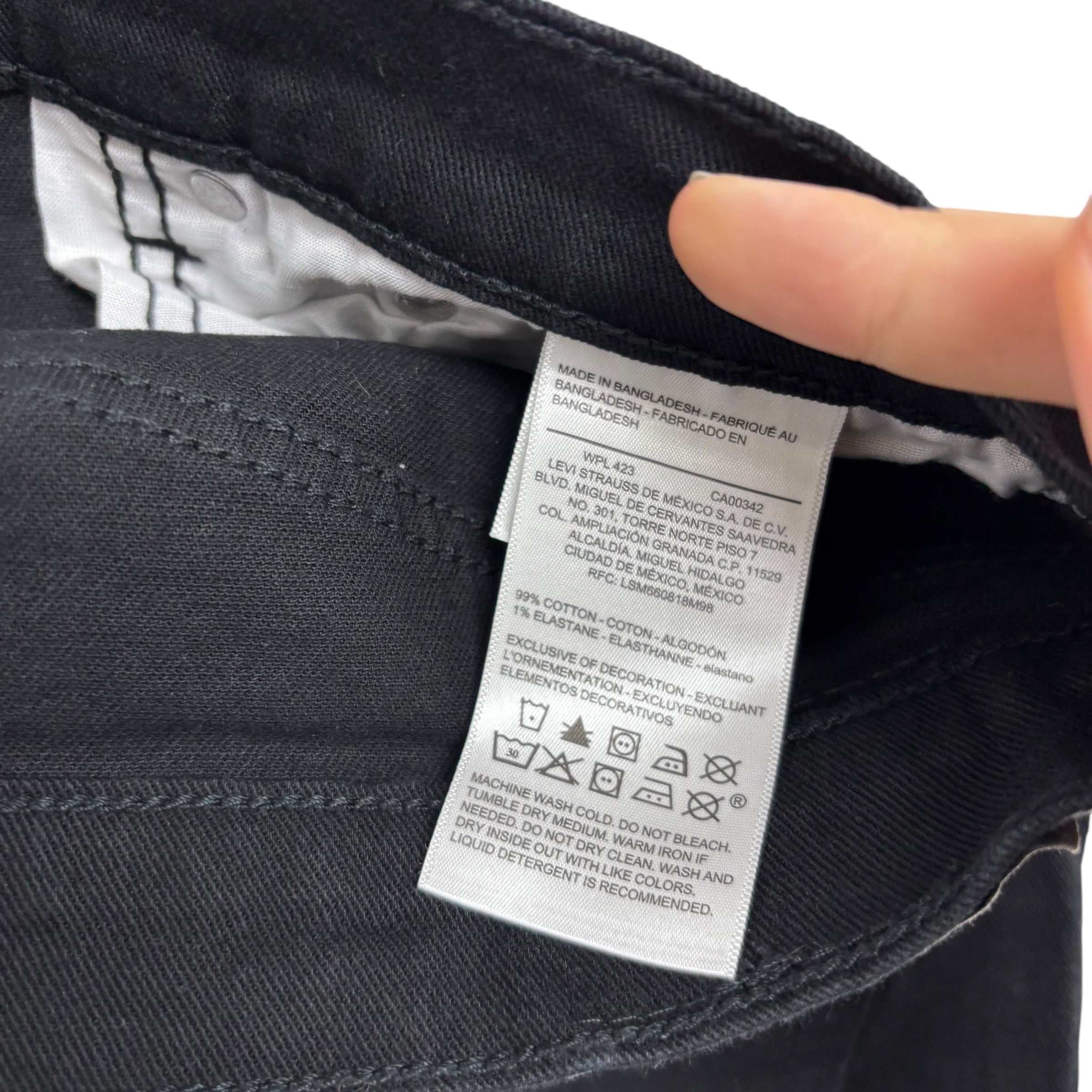 Levis Denizen Jeans W34 L34 Mens Black Relaxed Straight Fit Stretch Denim (E)