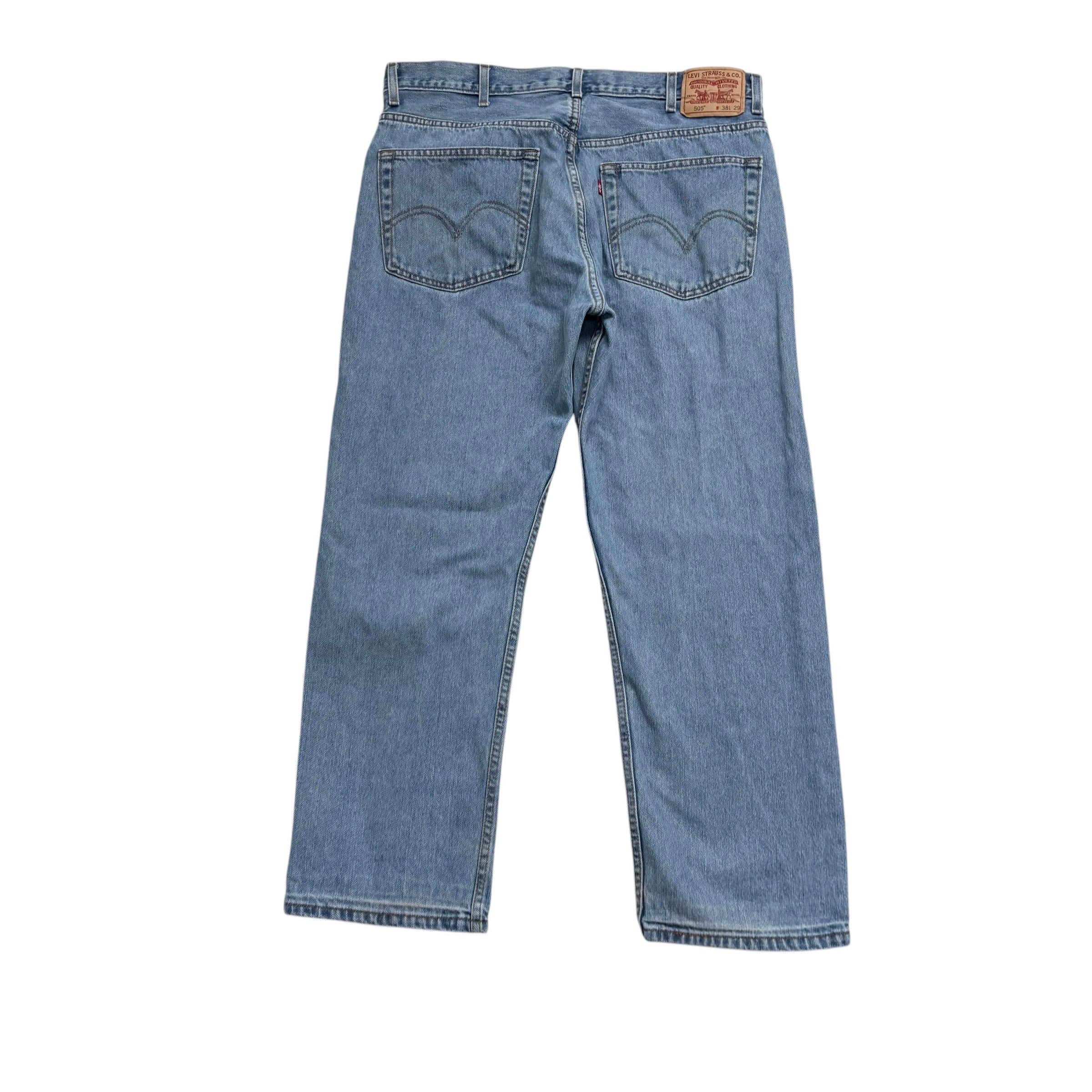 Levis 505 Jeans W38 L29 Mens Light Blue Regular Straight Fit Vintage Denim