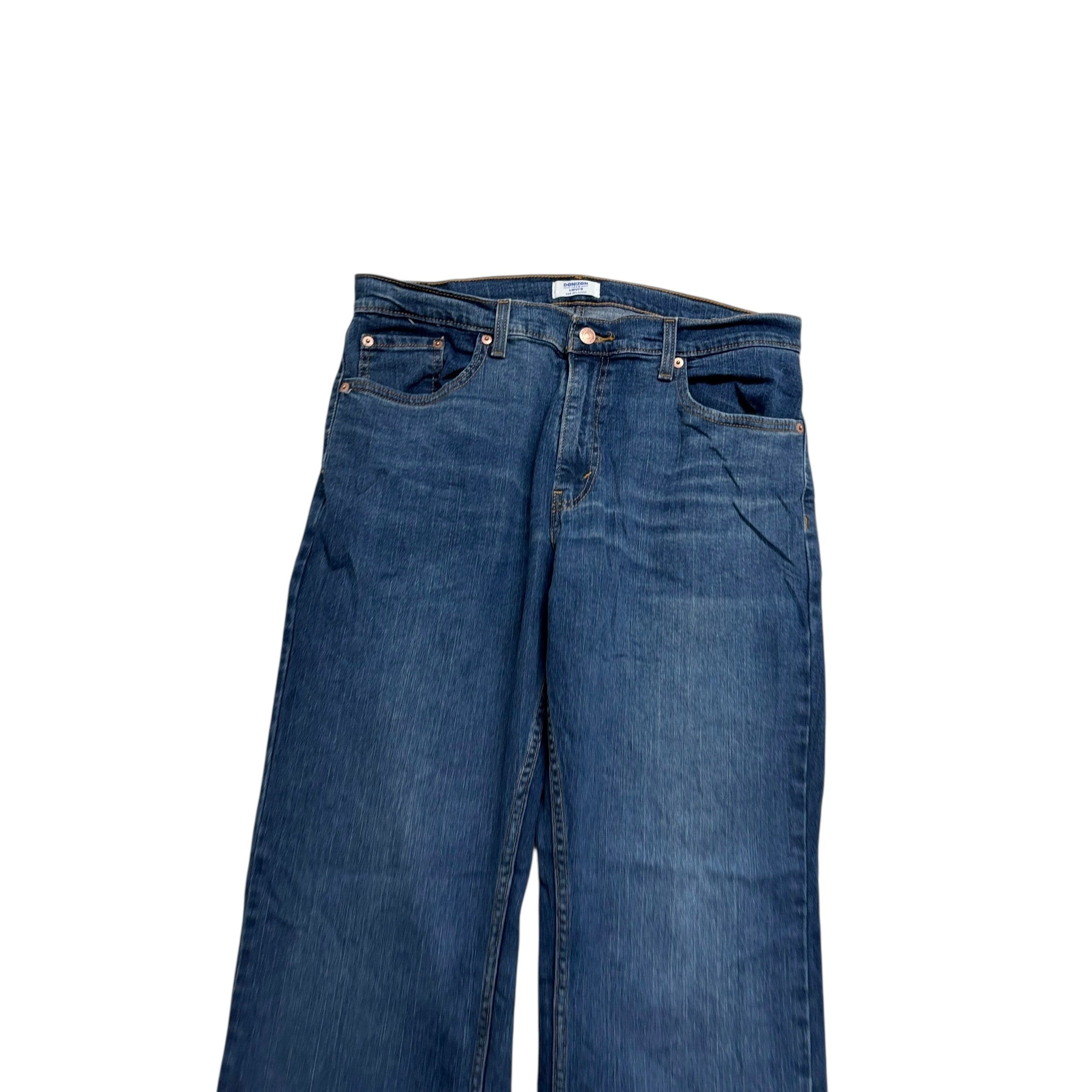 Levis Denizen Jeans W34 L32 Mens Dark Blue Relaxed Straight Fit Stretch Denim (E)