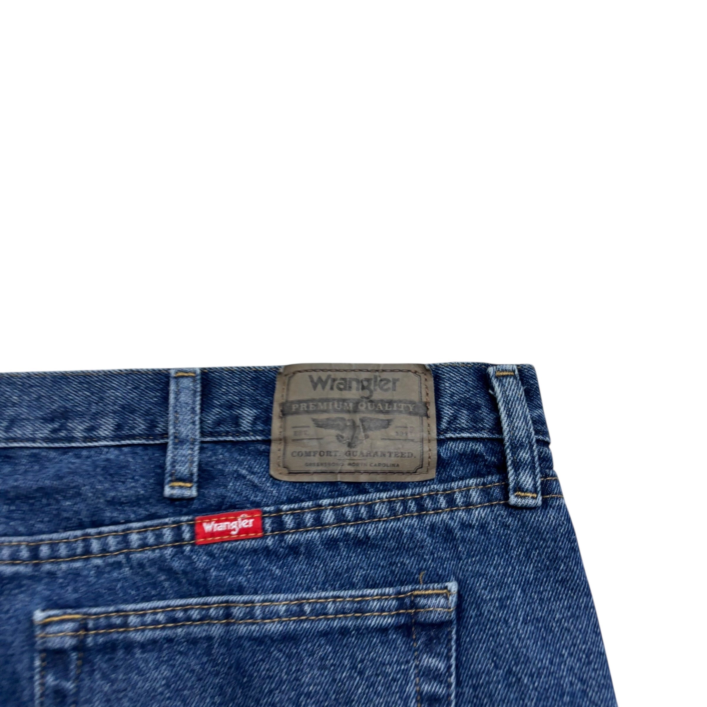 Wrangler Jeans W42 L30 Mens Mid Blue Relaxed Straight Fit Denim (E)