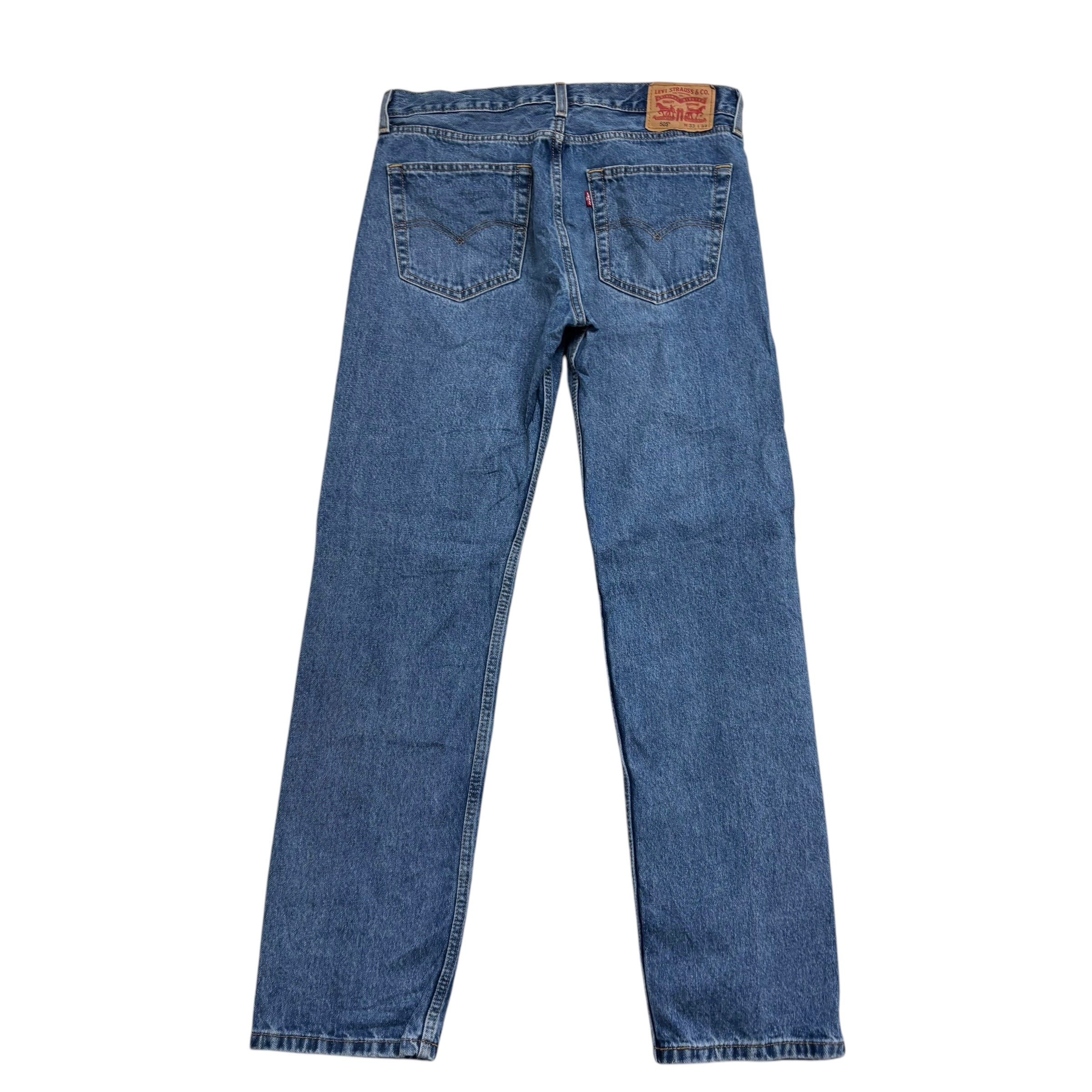 Levis 505 Jeans W33 L32 Mens Mid Blue Regular Straight Fit Denim (E)