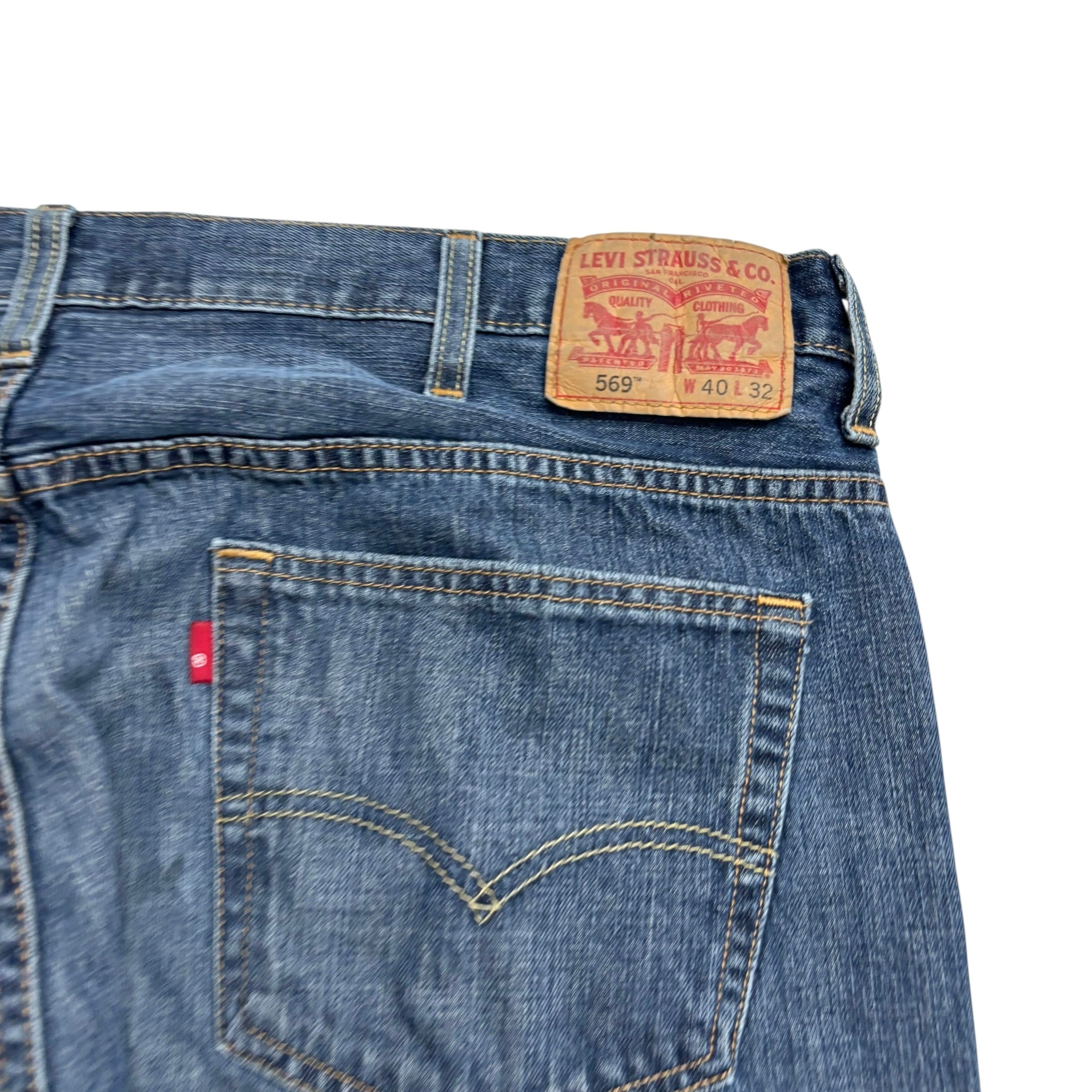 Levis 569 Jeans W40 L32 Mens Mid Blue Baggy Relaxed Straight Fit Denim (E)