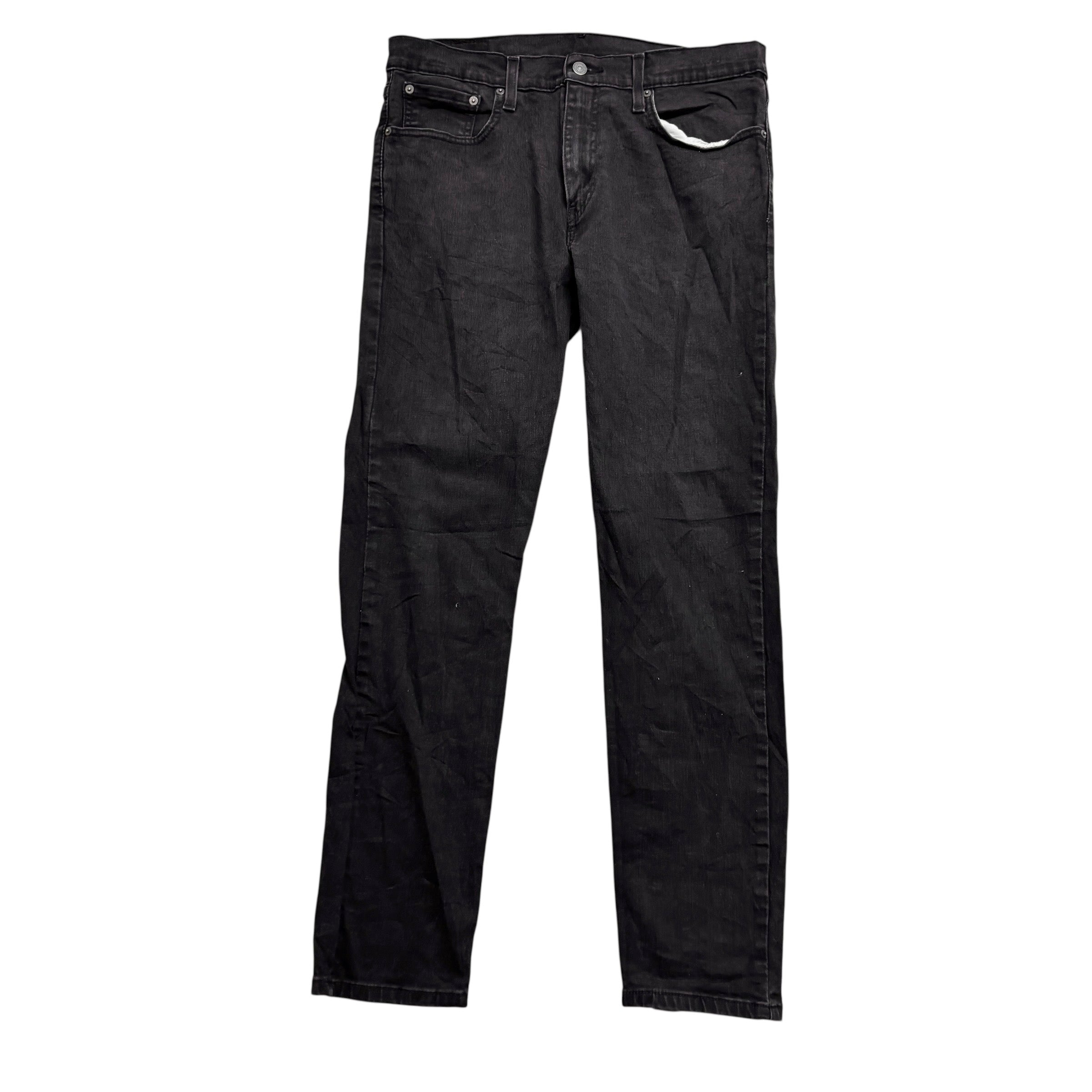 Levis 502 Jeans W33 L32 Mens Black Regular Tapered Fit Stretch Denim (E)