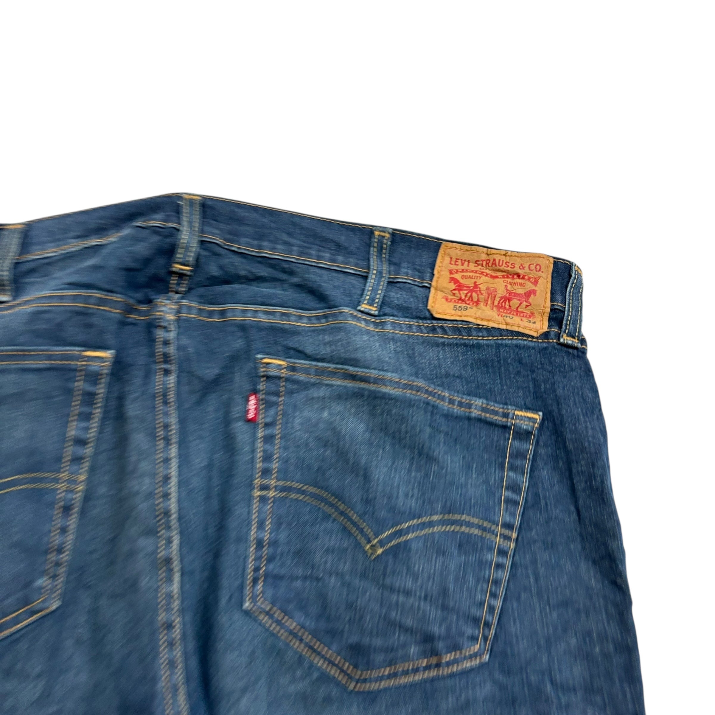 Levis 559 Jeans W40 L32 Mens Dark Blue Relaxed Straight Fit Stretch Denim (E)