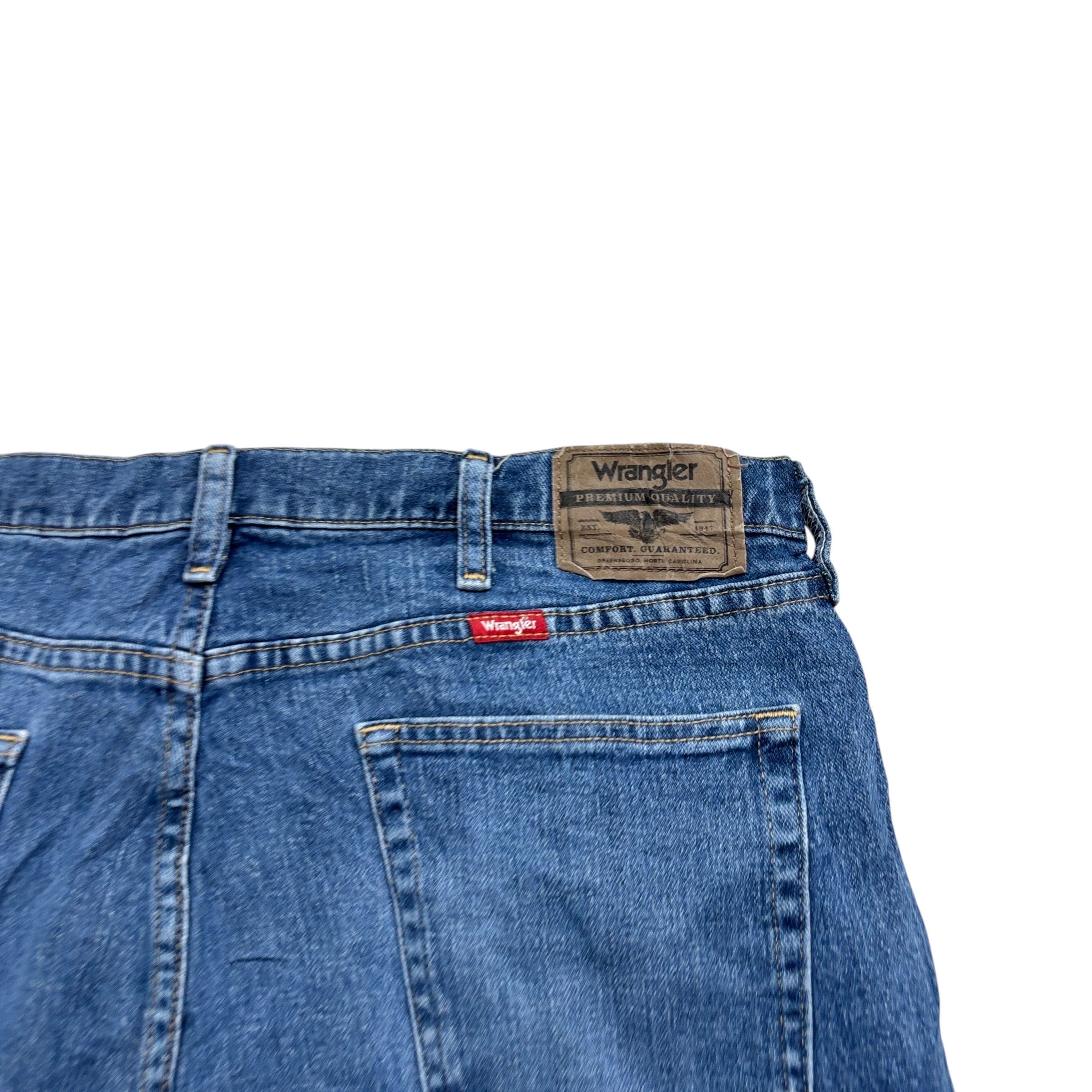 Wrangler Baggy Jorts W36 Mens Denim Shorts Mid Blue Relaxed Fit Stretch (E)