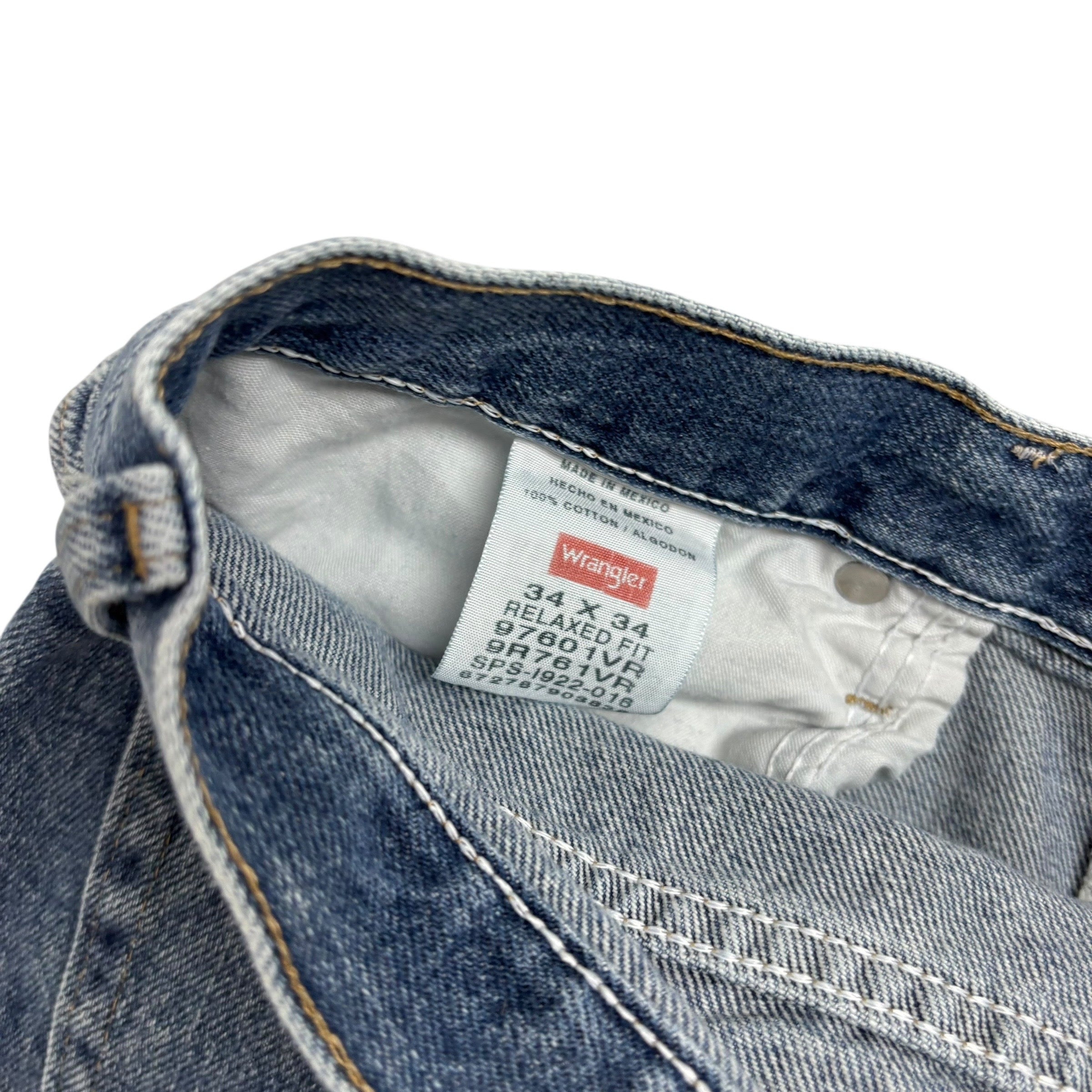 Wrangler Jeans W34 L34 Mens Mid Blue Relaxed Straight Fit Baggy Denim (E)