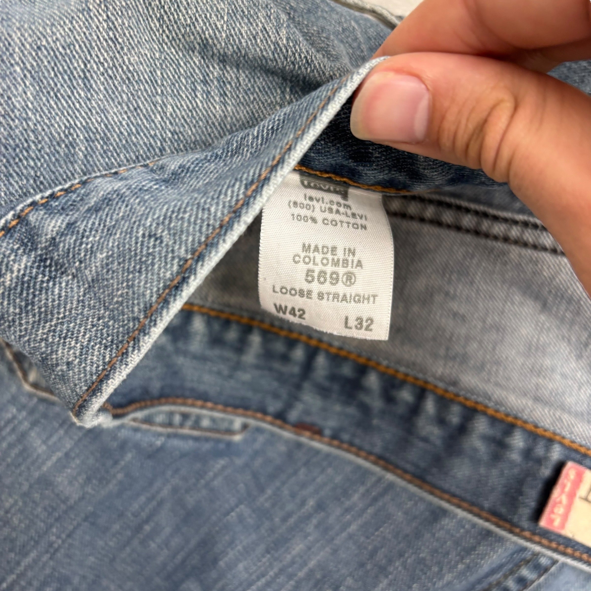 Levis 569 Jeans W42 L32 Mens Mid Blue Baggy Relaxed Straight Vintage Denim (F)