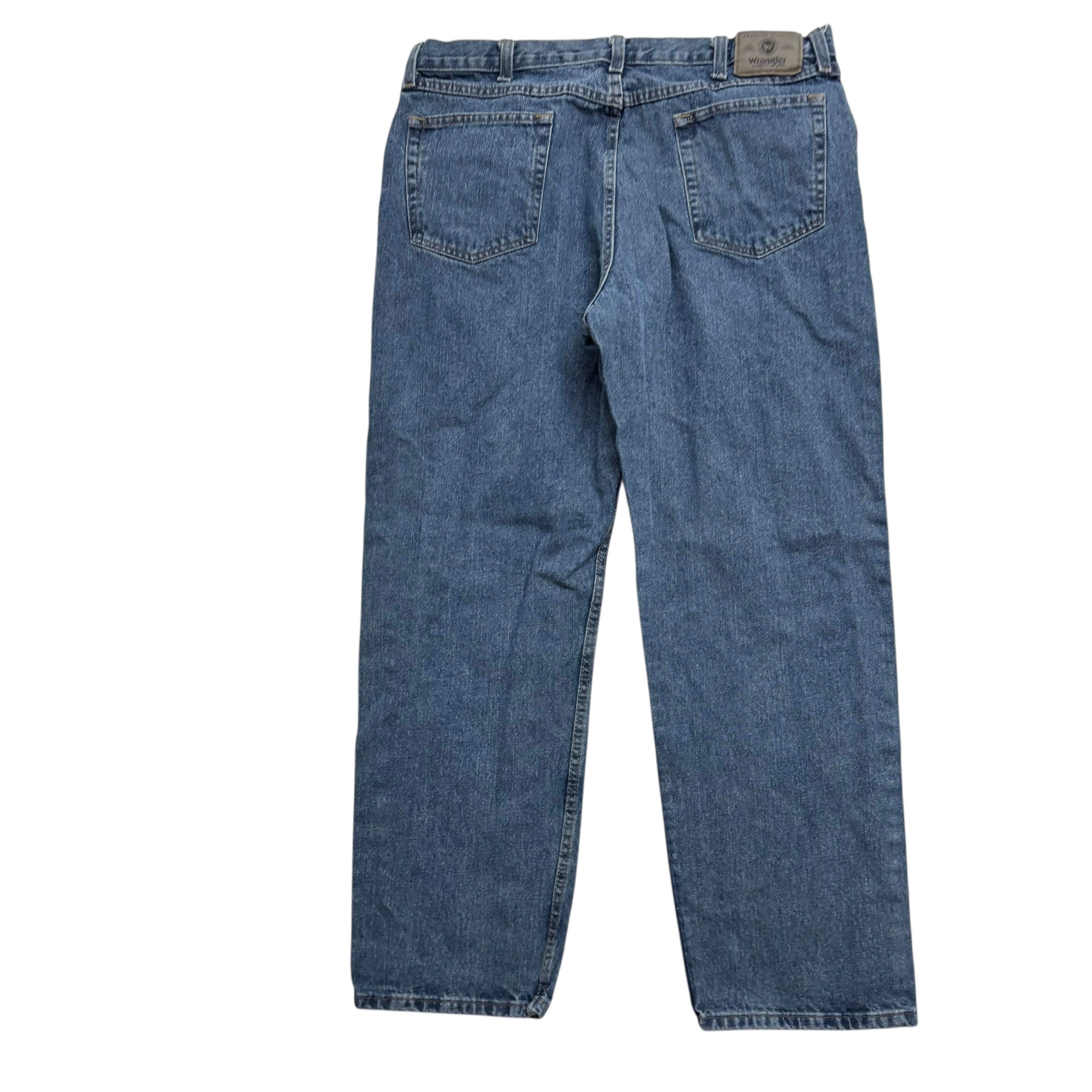 Wrangler Jeans W38 L32 Mens Mid Blue Relaxed Straight Fit Denim (E)