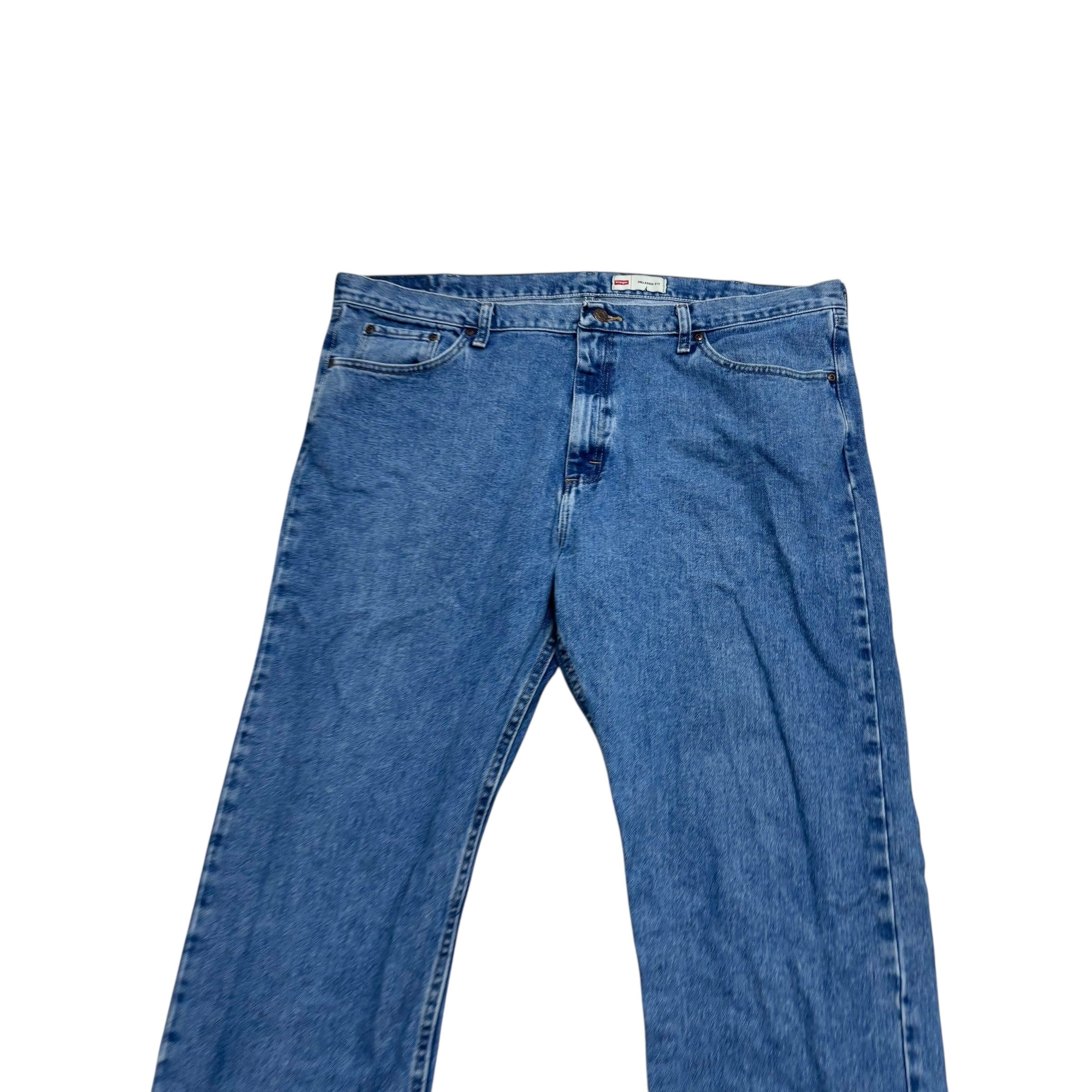 Wrangler Jeans W42 L32 Mens Mid Blue Relaxed Straight Fit Denim (E)
