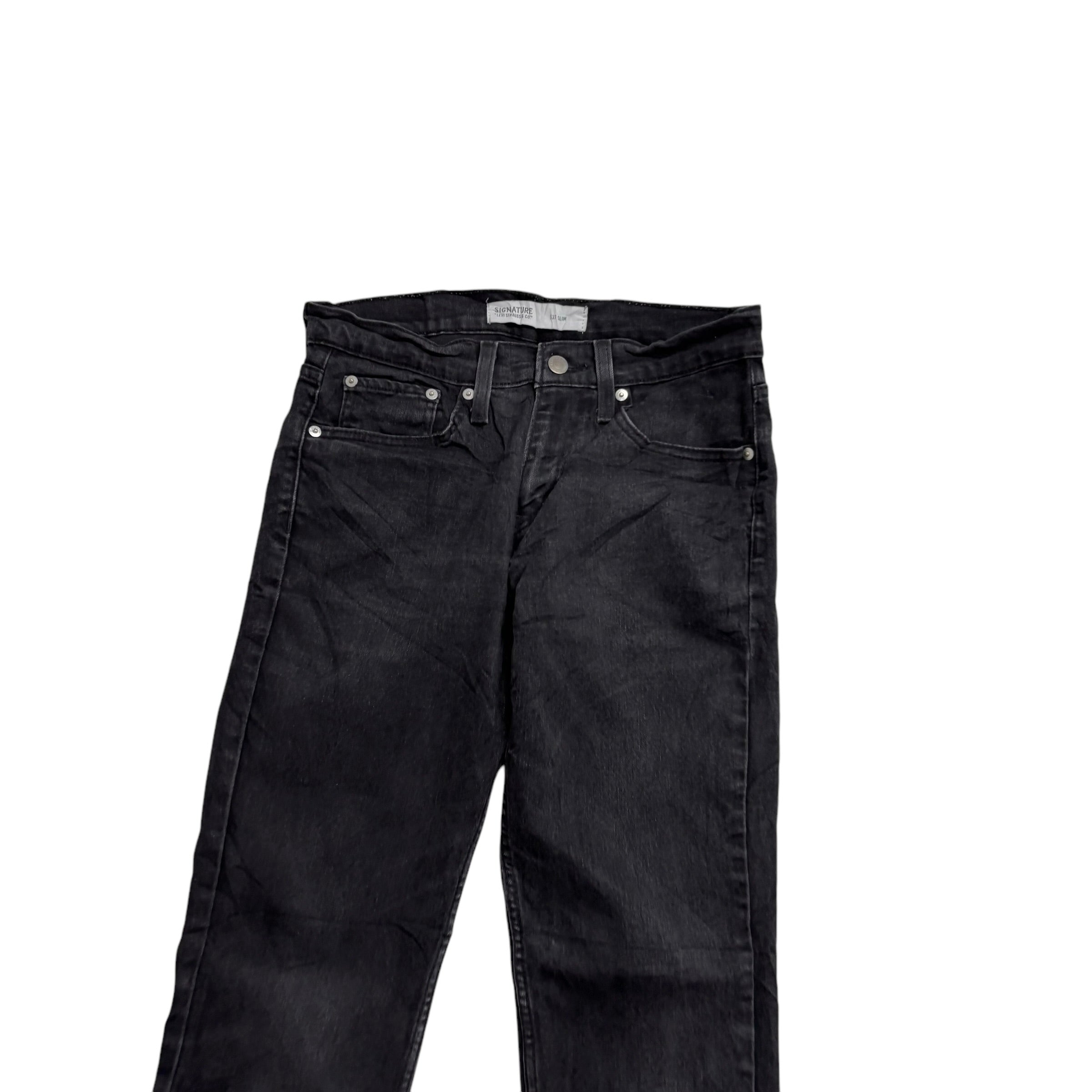 Levis Signature Jeans W29 L30 Mens Black Slim Fit Stretch Denim