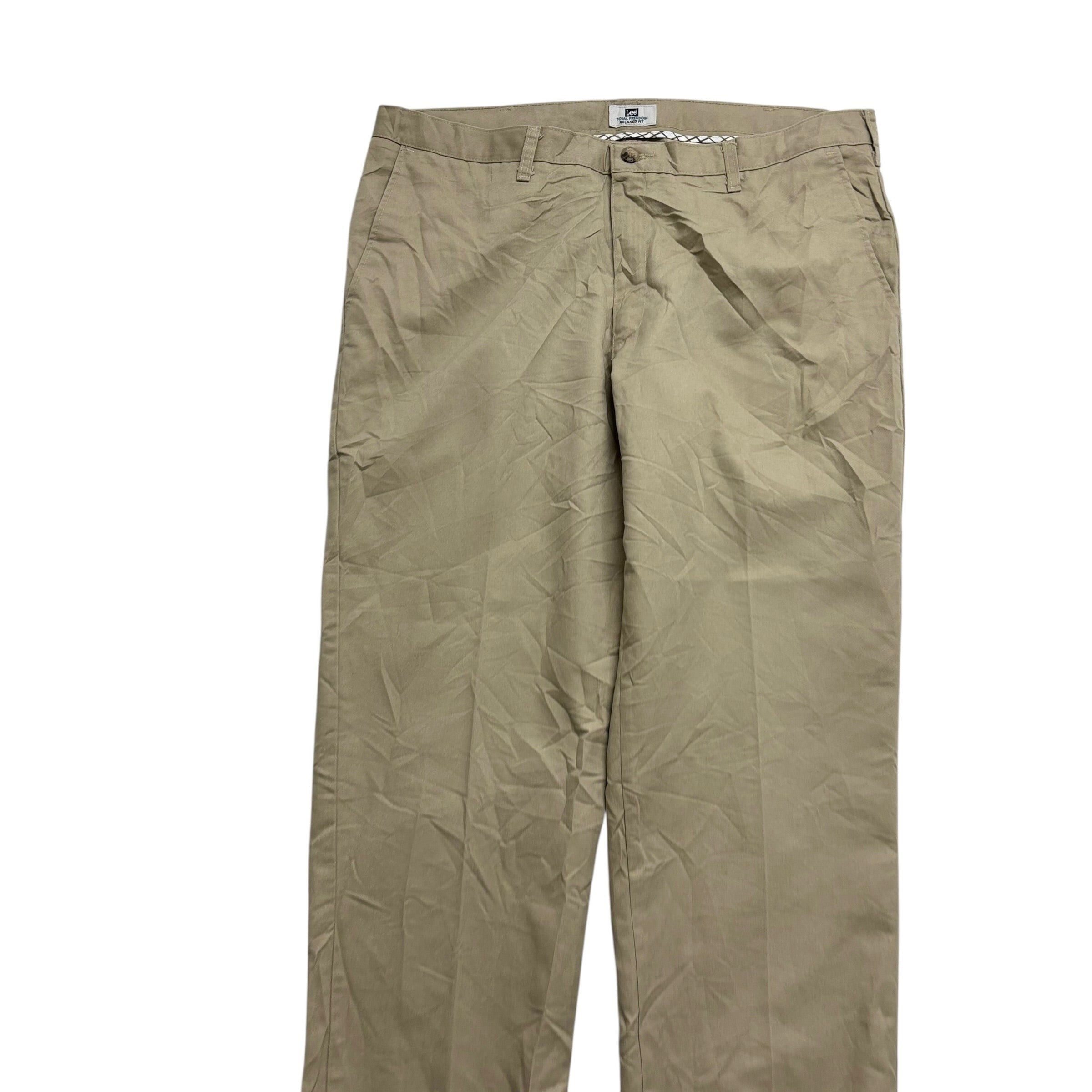 Lee Trousers W40 L30 Mens Beige Relaxed Fit Total Freedom Pants Vintage (E)