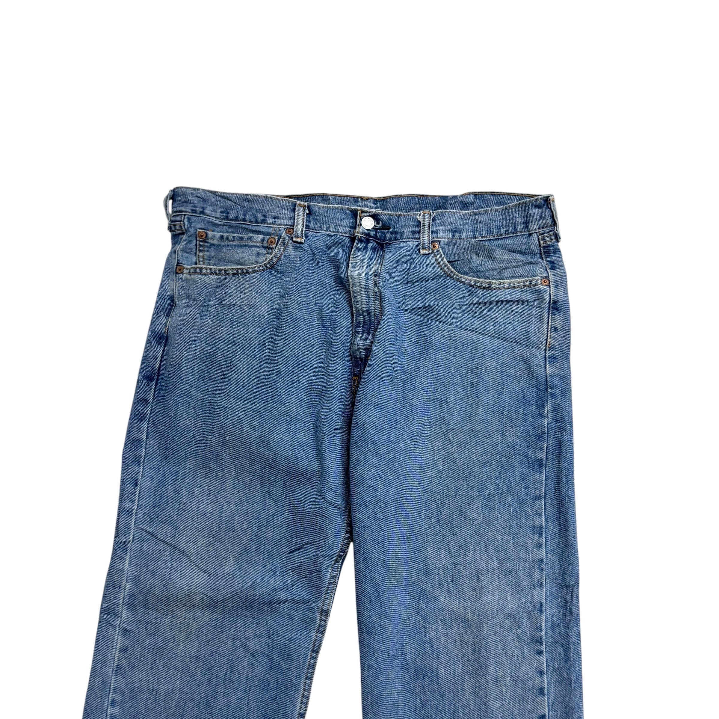 Levis 505 Jeans W38 L30 Mens Mid Blue Regular Straight Fit Vintage Denim (E)