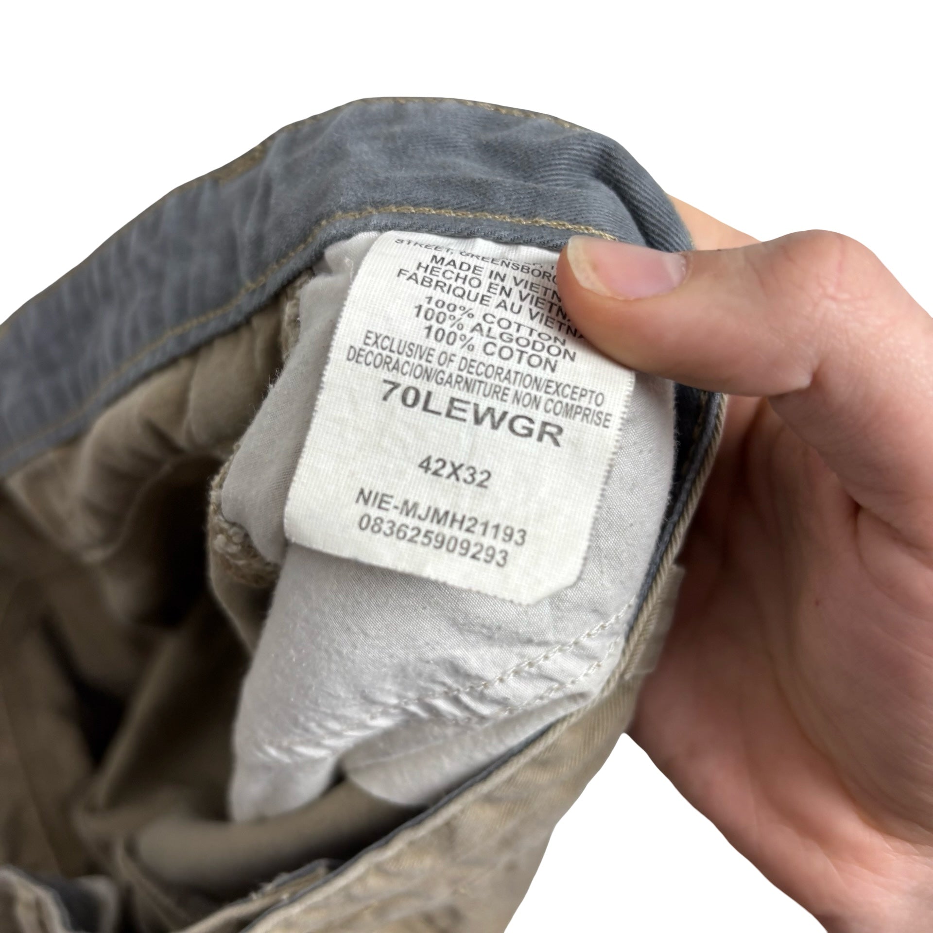 Wrangler Cargo Trousers W42 L32 Mens Beige Relaxed Straight Fit Pants