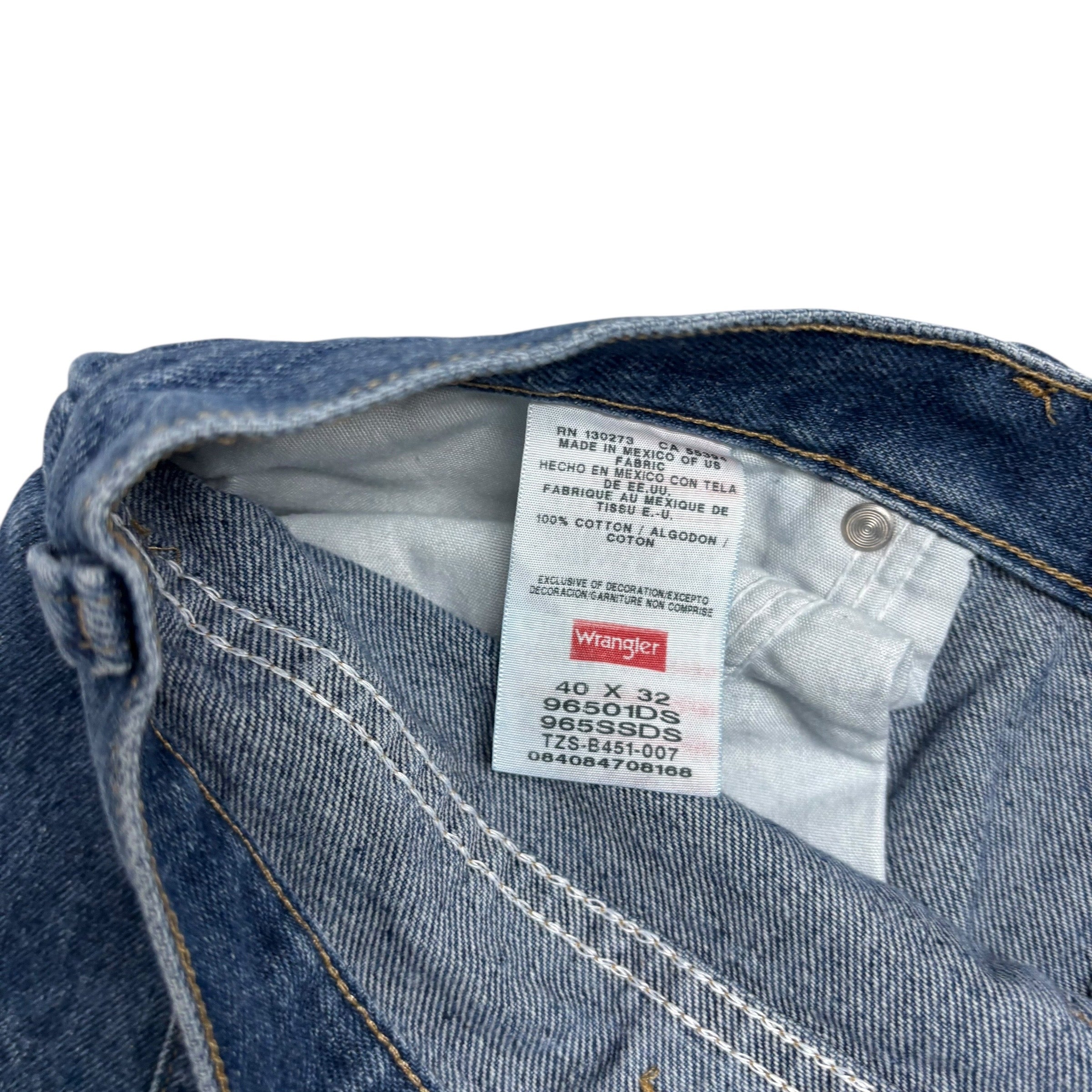 Wrangler Jeans W40 L32 Mens Mid Blue Regular Straight Fit Denim (E)