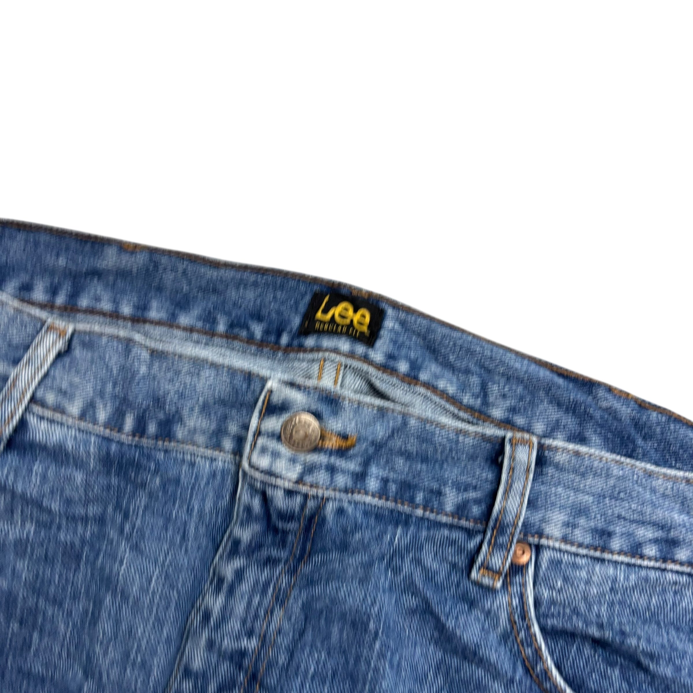 Lee Jeans W42 L30 Mens Mid Blue Regular Straight Fit Denim