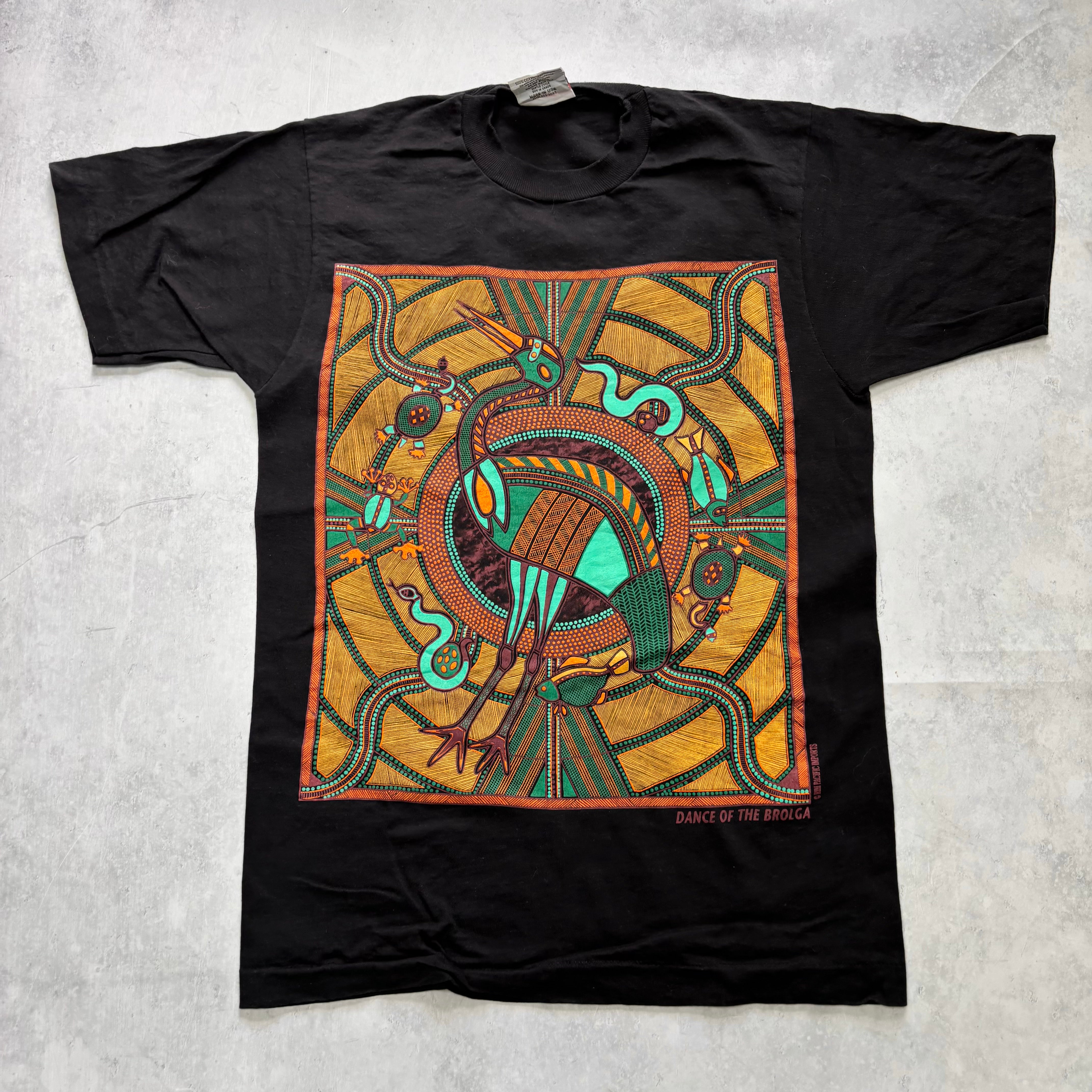 Vintage T Shirt Mens Small Black Single Stitch Graphic Print 90s Bird Nature (E)