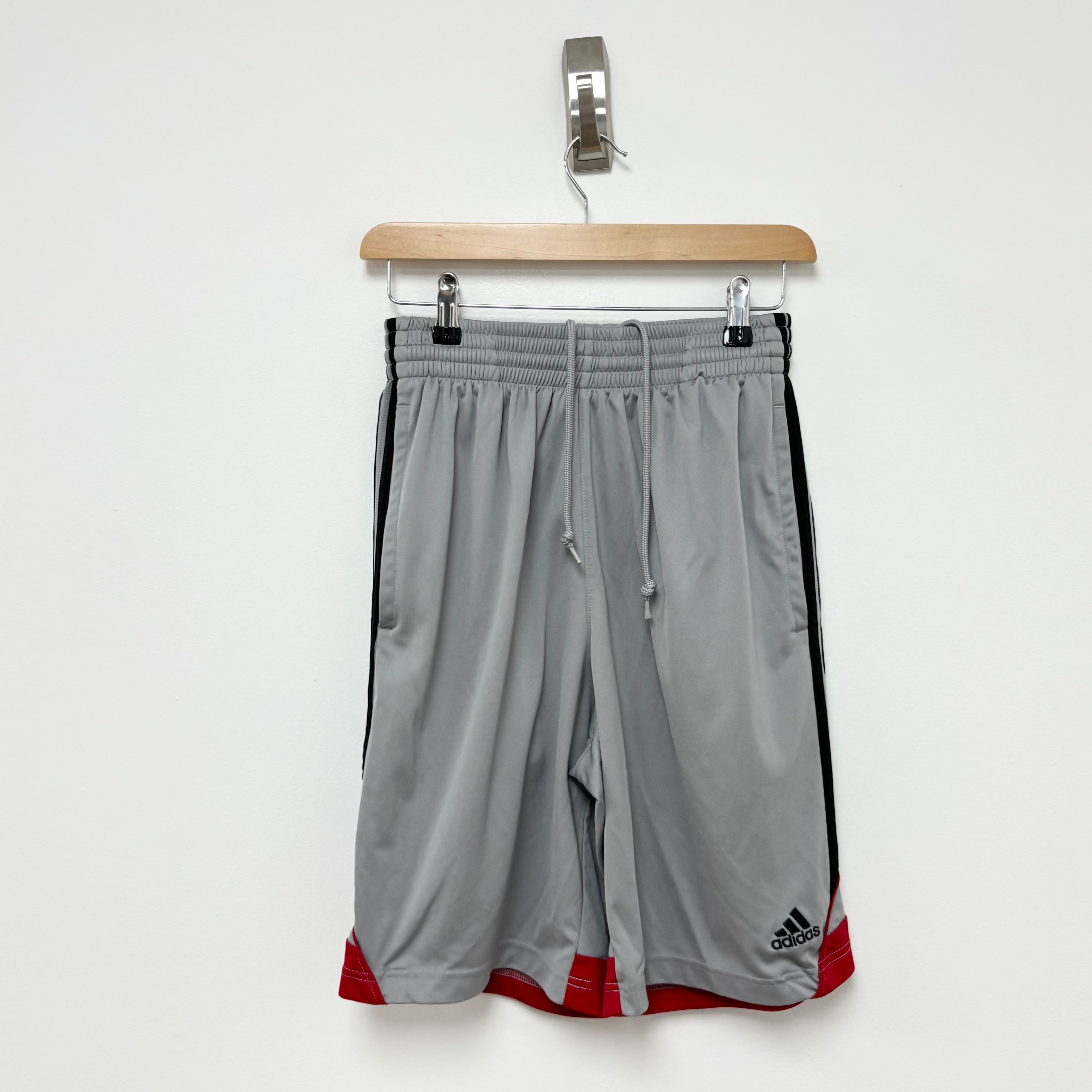 Adidas Shorts Mens Small Grey Sports Running Gym Athletic Pockets Vintage (E)