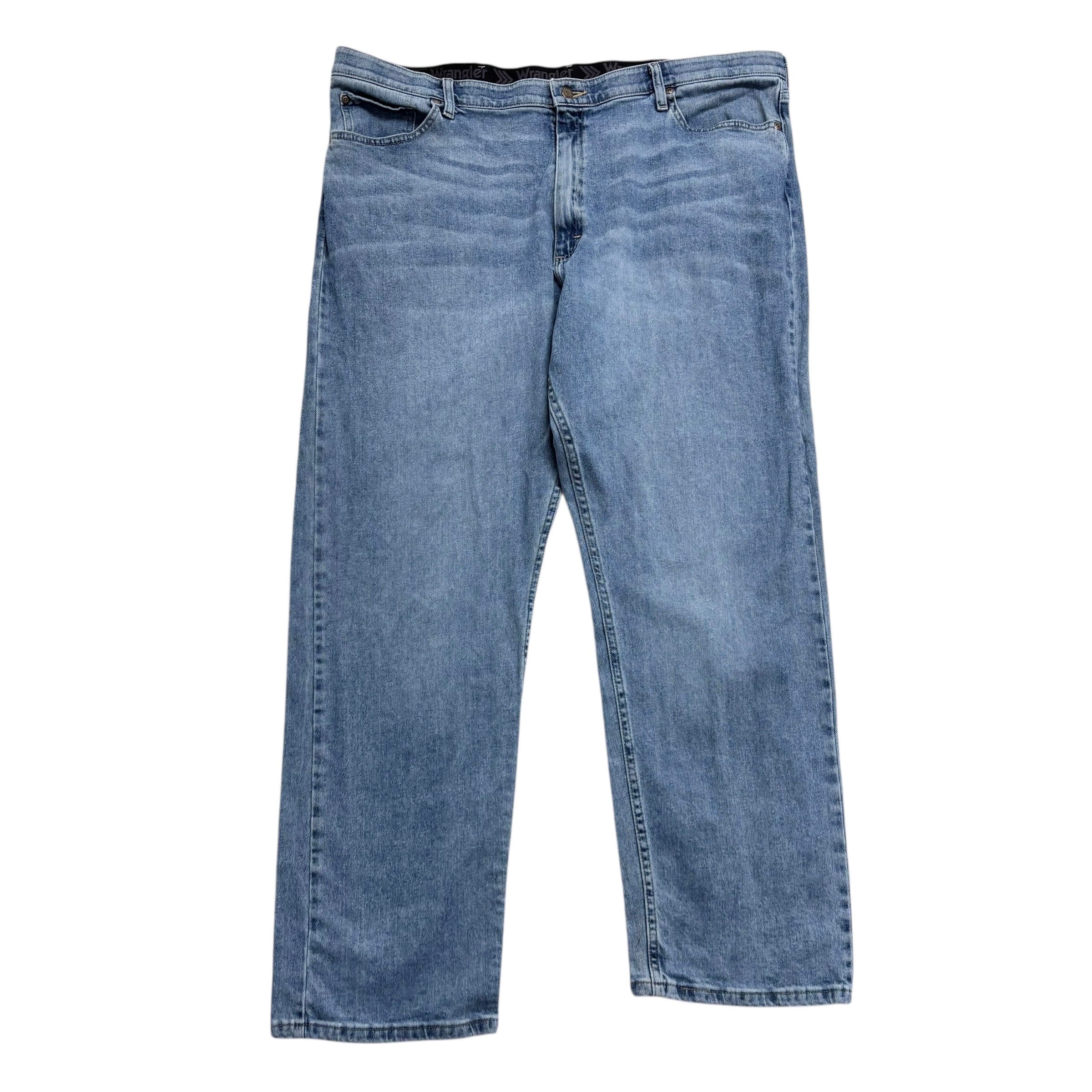 Wrangler Jeans W44 L32 Mens Mid Blue Relaxed Straight Fit Stretch Denim (E)