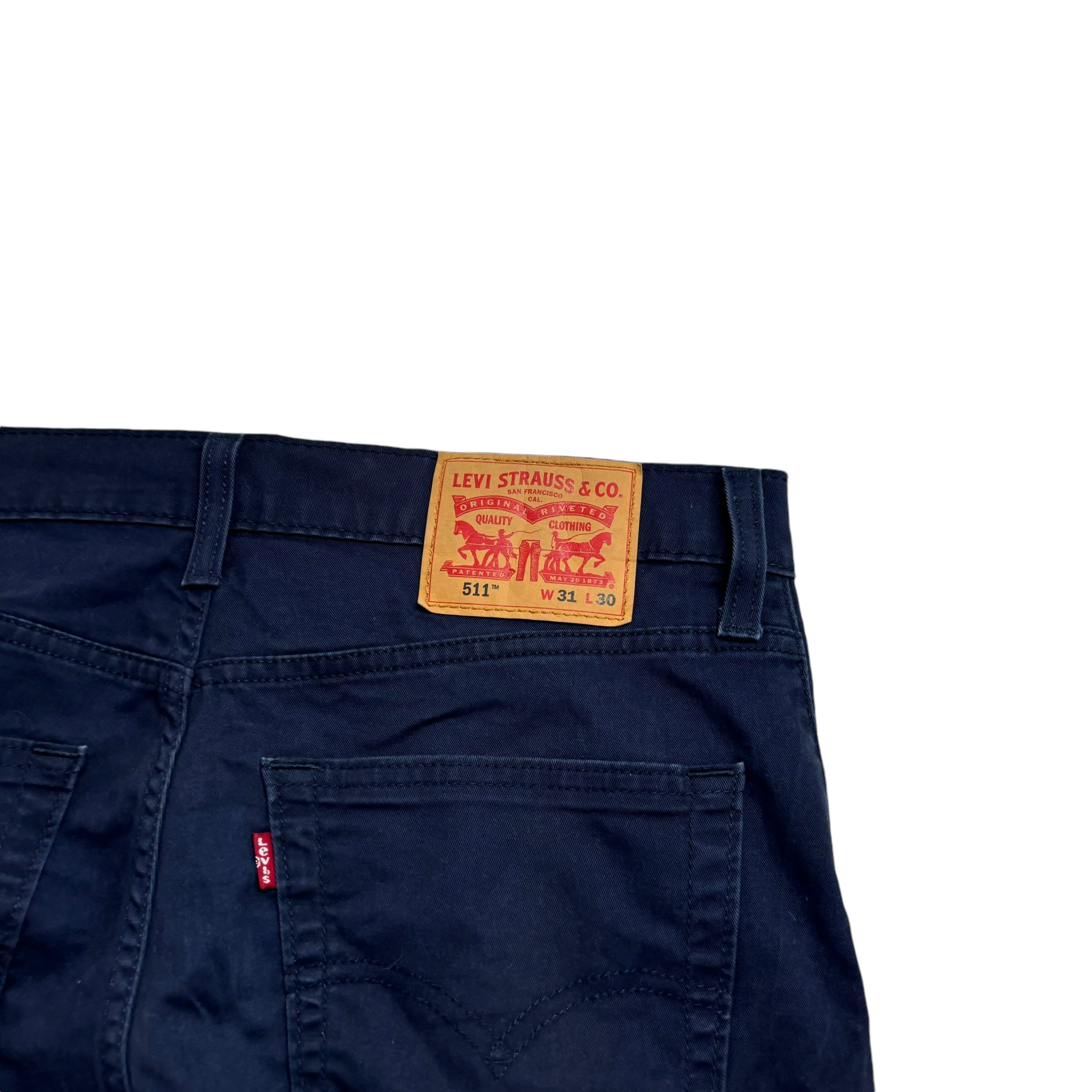 Levis 511 Trousers W31 L30 Mens Navy Blue Slim Fit Stretch Cotton Pants