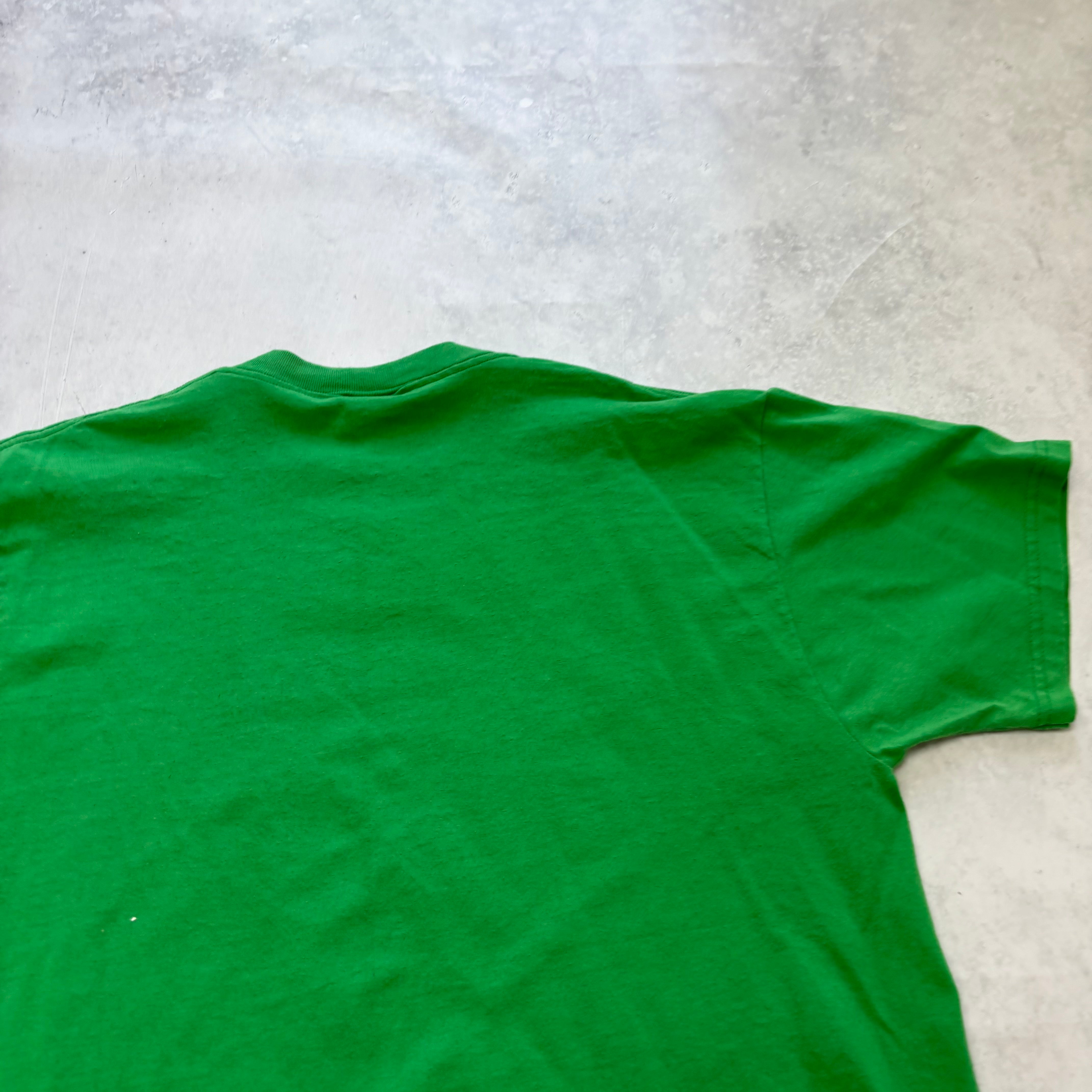 Vintage T Shirt Mens Large Green Graphic Print 90s College Sports