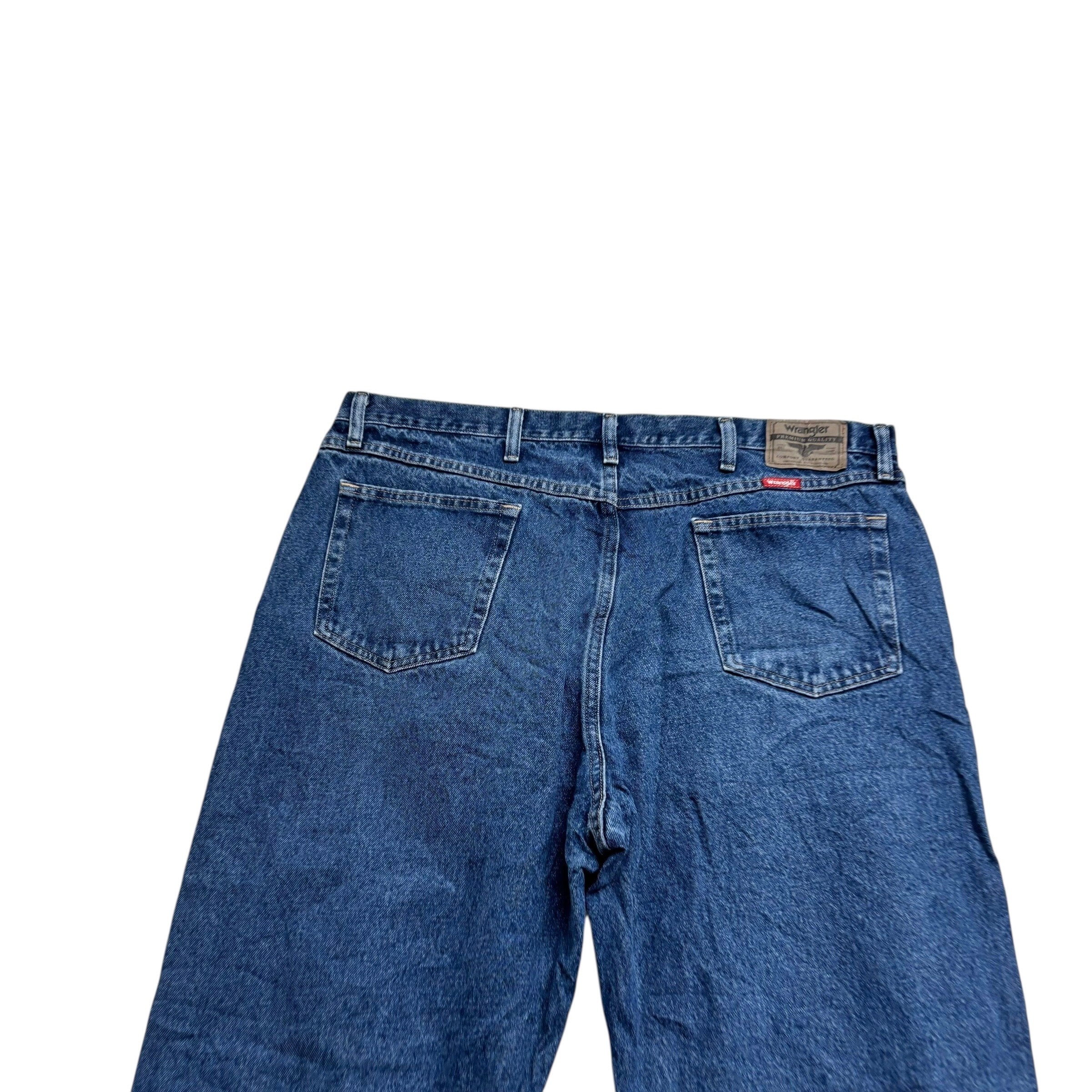 Wrangler Jeans W42 L30 Mens Mid Blue Relaxed Straight Fit Baggy Denim (E)