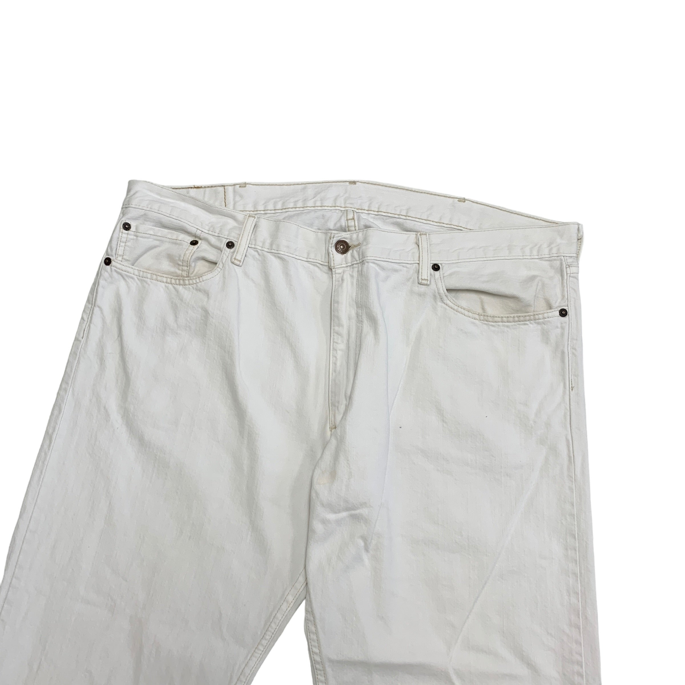 Levis 514 Jeans W42 L30 Mens White Regular Straight Fit Denim