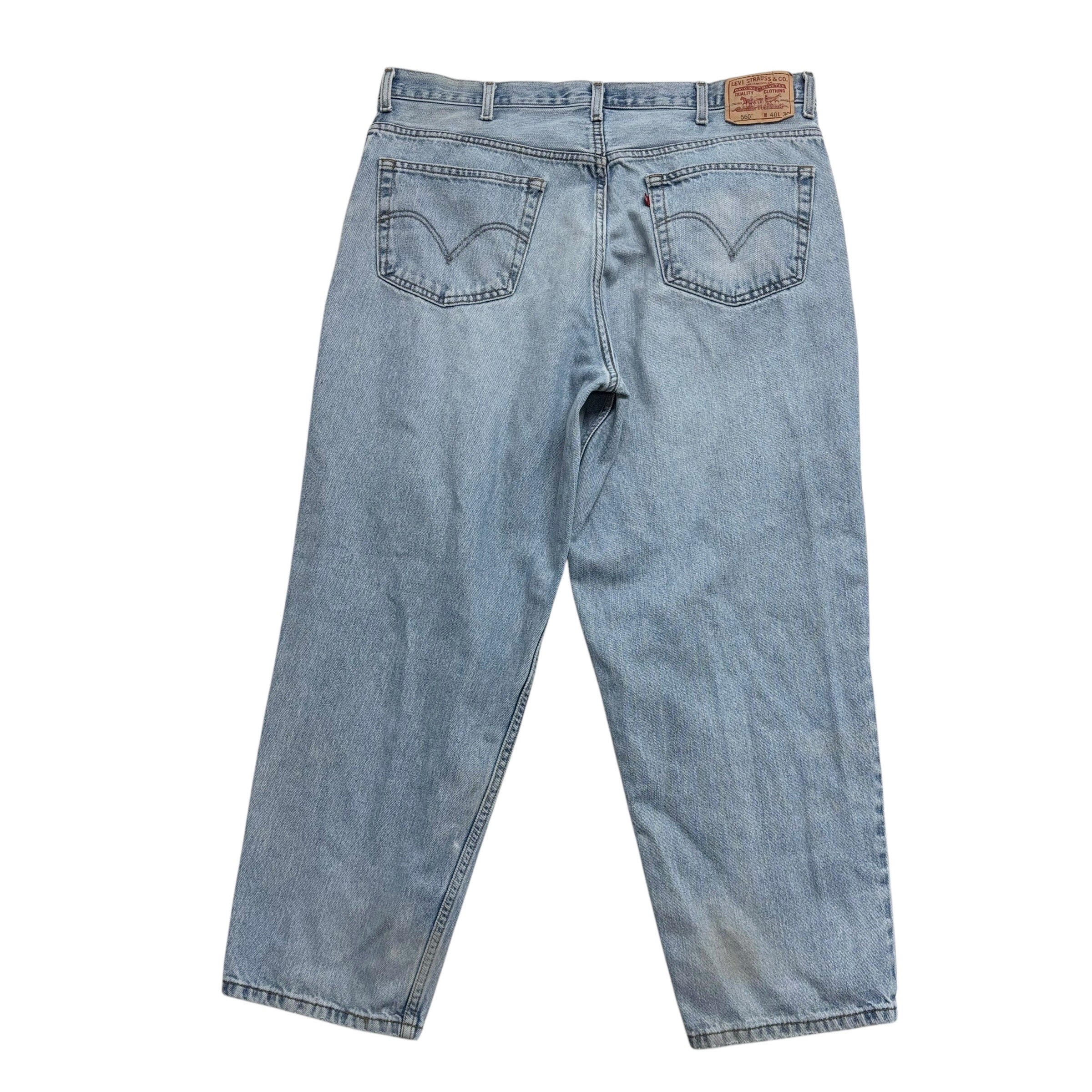 Levis 560 Jeans W40 L30 Mens Light Blue Baggy Relaxed Comfort Vintage Denim (F)