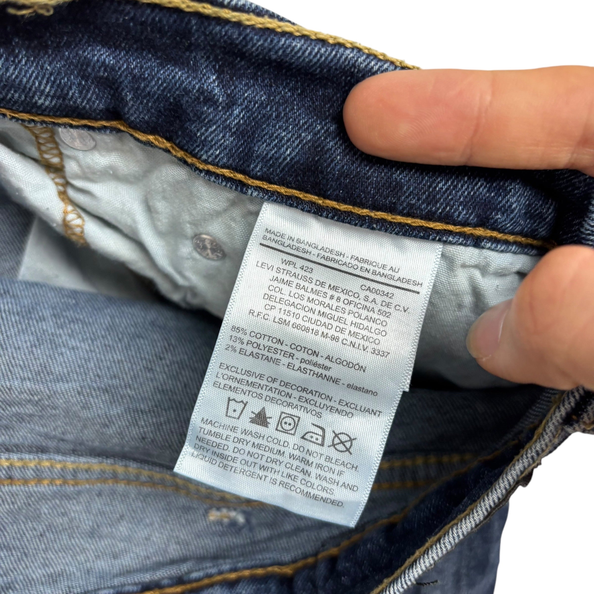 Levis Denizen Jeans W38 L30 Mens Mid Blue Slim Straight Fit Stretch Denim (E)