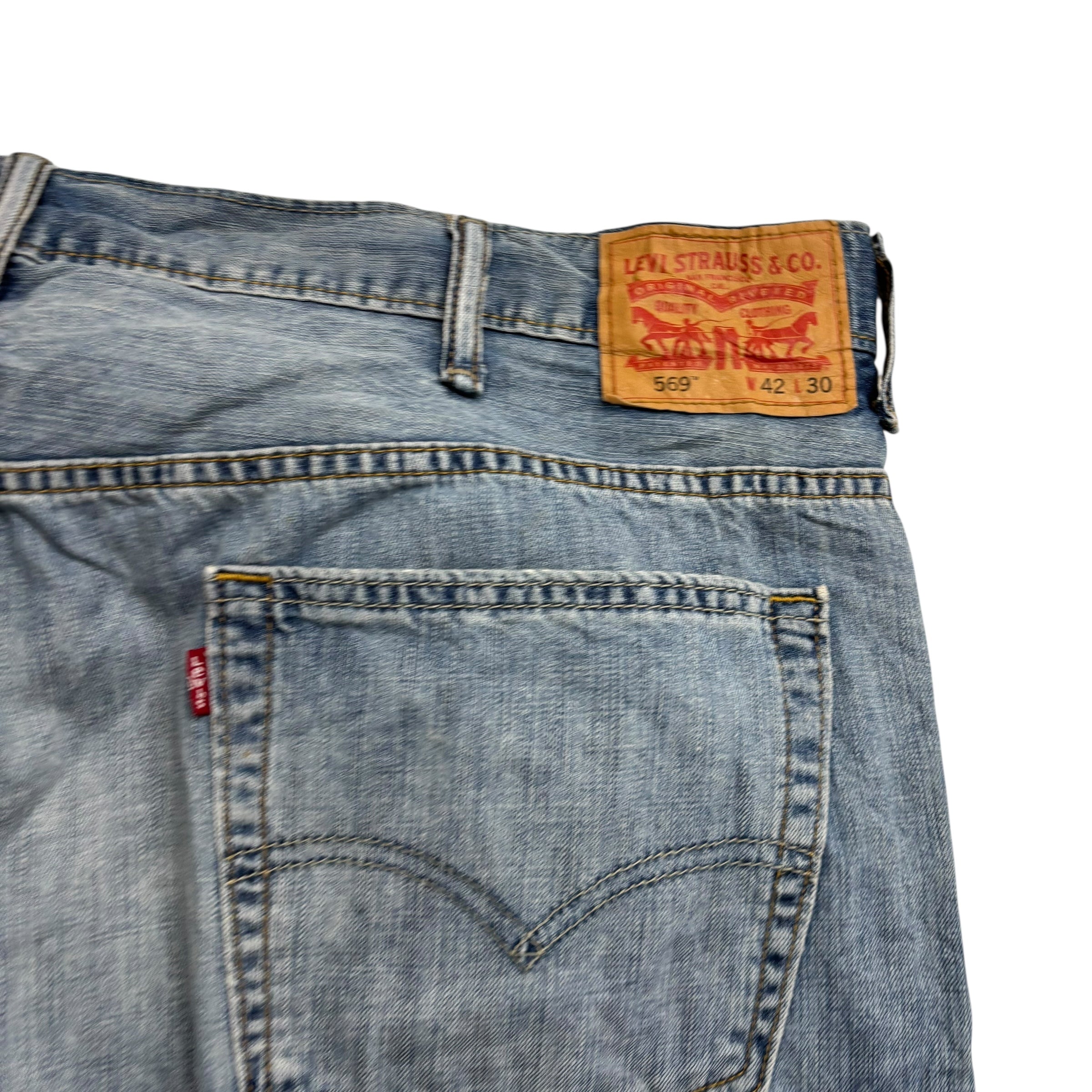 Levis 559 Jeans W42 L30 Mens Light Blue Baggy Relaxed Straight Fit Denim