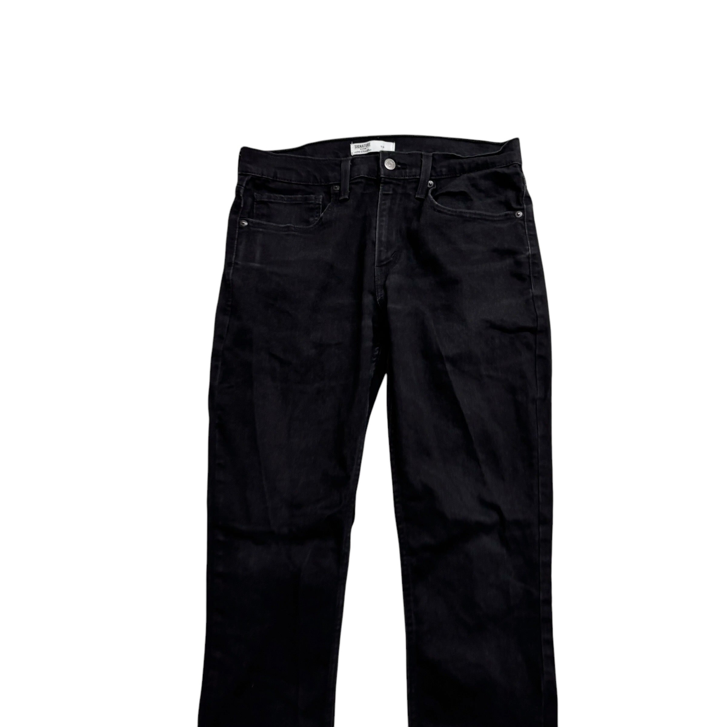 Levis Signature Jeans W32 L30 Mens Black Slim Fit Stretch Denim (E)