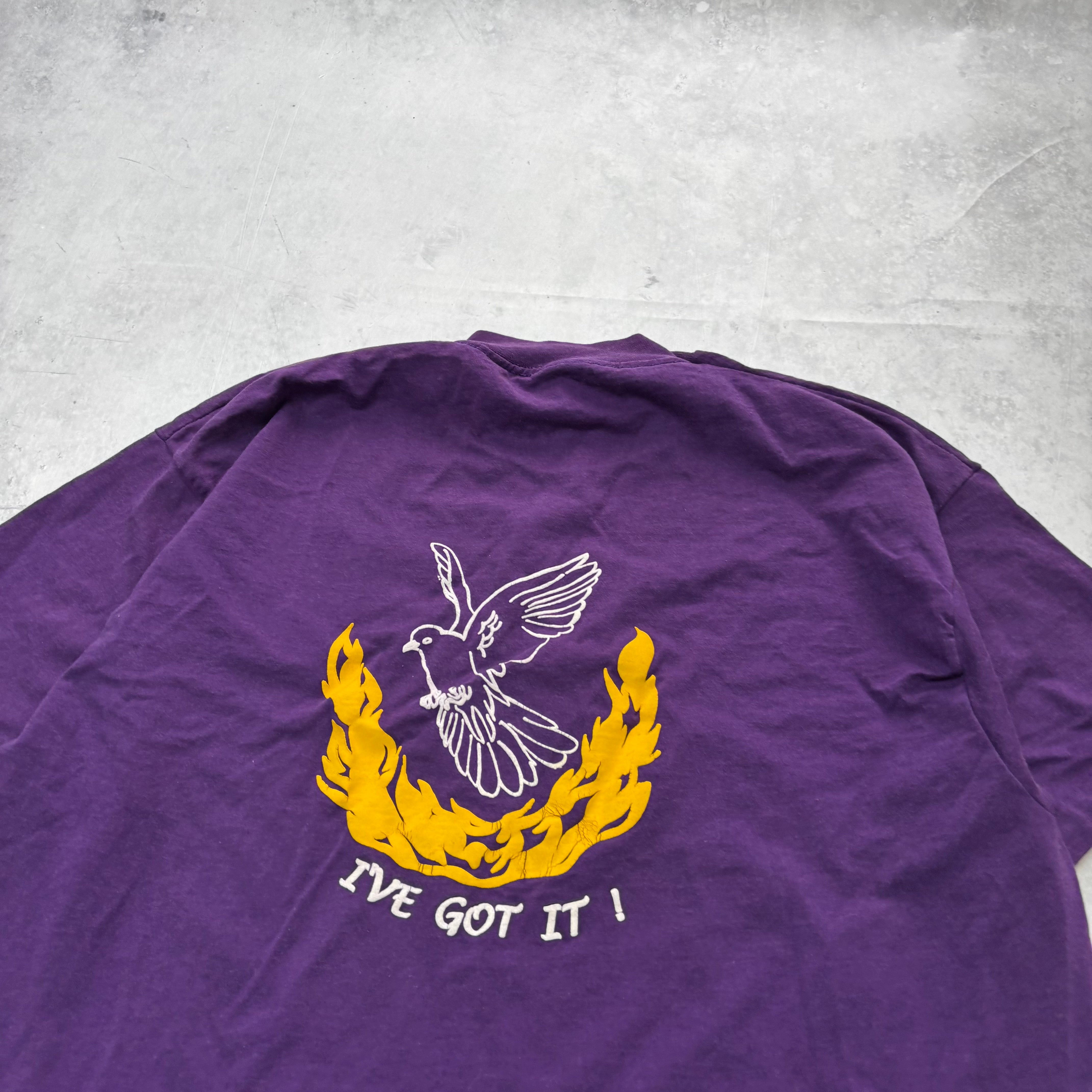 Vintage T Shirt Mens XL Purple Single Stitch Graphic Print 90s USA (E)