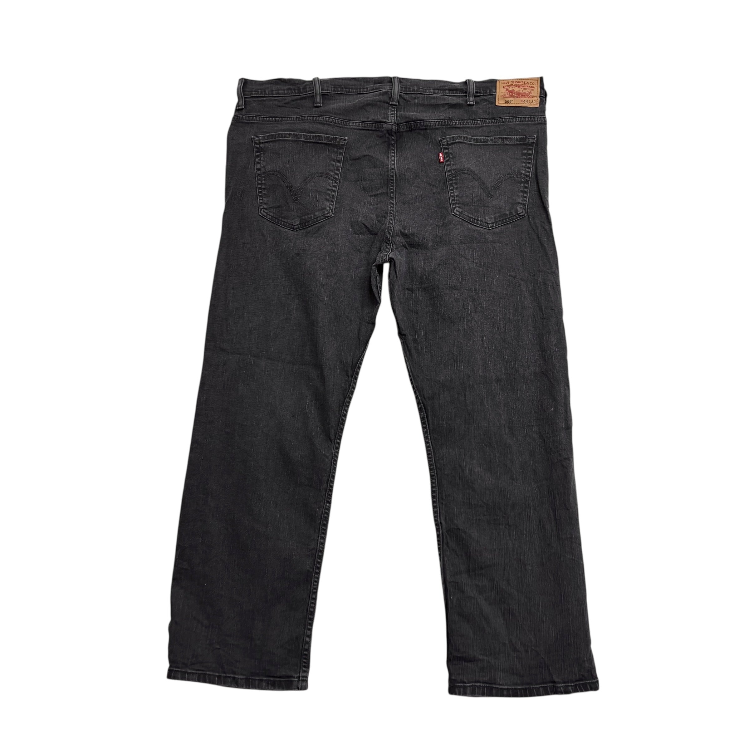 Levis 569 Jeans W44 L31 Mens Black Baggy Relaxed Straight Fit Stretch Vintage