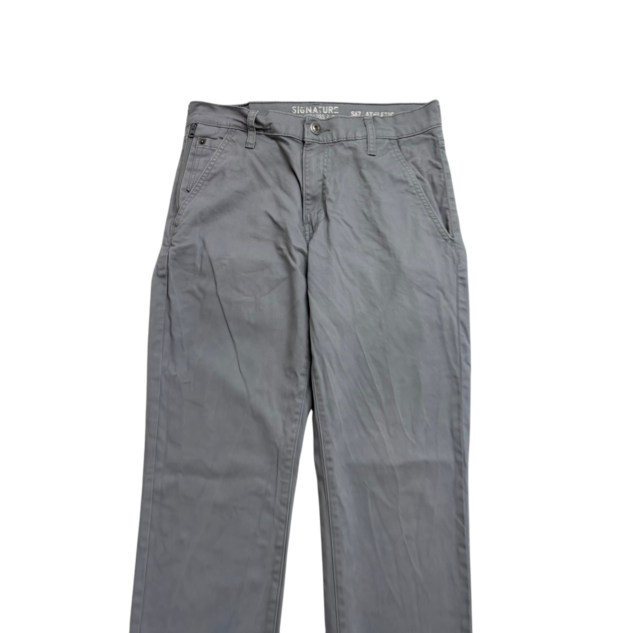 Levis Signature Trousers W30 L29 Mens Grey Athletic Fit Stretch Pants (E)