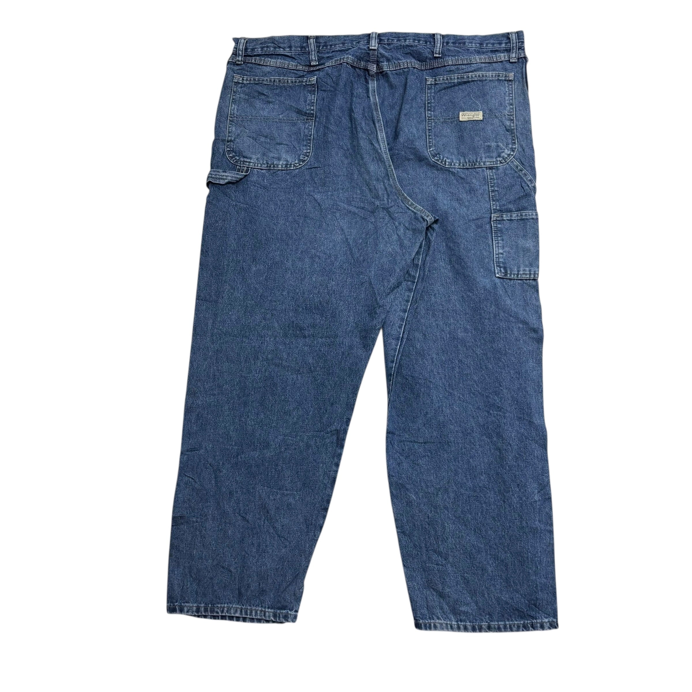 Wrangler Carpenter Jeans W46 L30 Mens Mid Blue Relaxed Straight Fit Denim