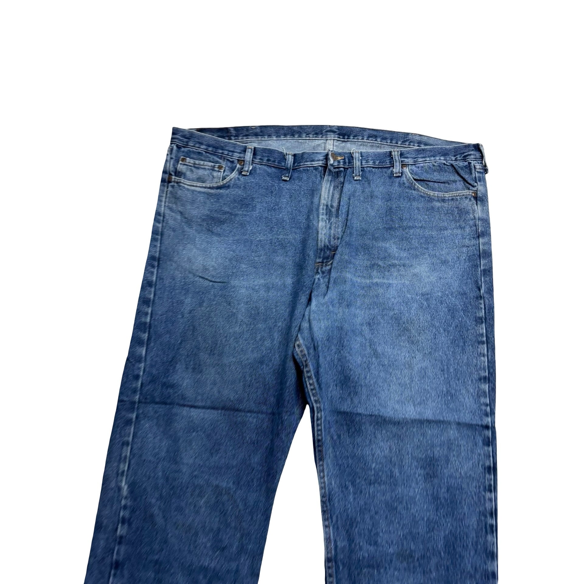 Wrangler Jeans W48 L30 Mens Mid Blue Relaxed Straight Fit Denim