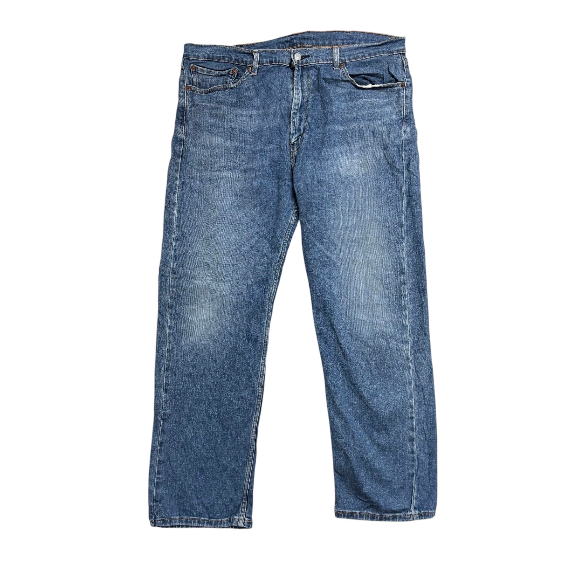 Levis 505 Jeans W40 L30 Mens Mid Blue Regular Straight Fit Stretch Denim (E)