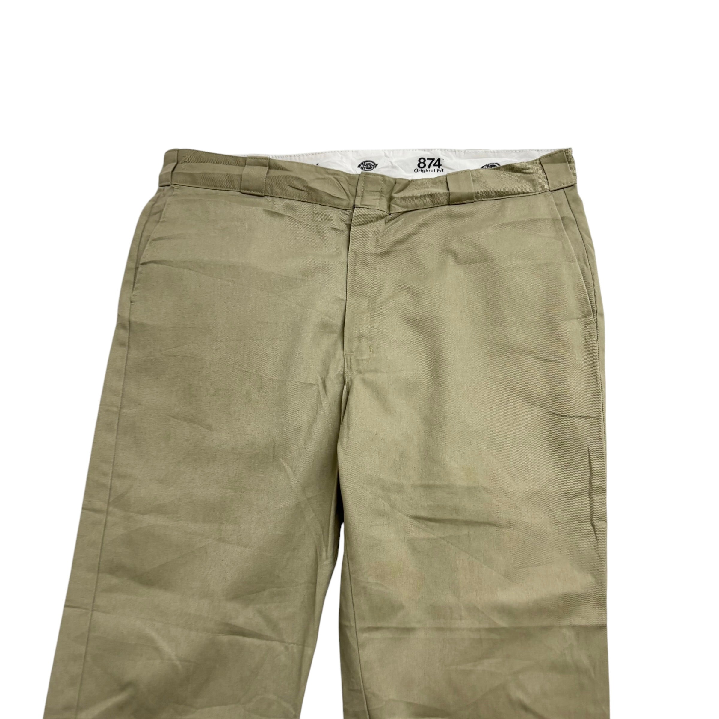 Dickies 874 Trousers W42 L30 Mens Beige Pants Original Straight Fit Workwear