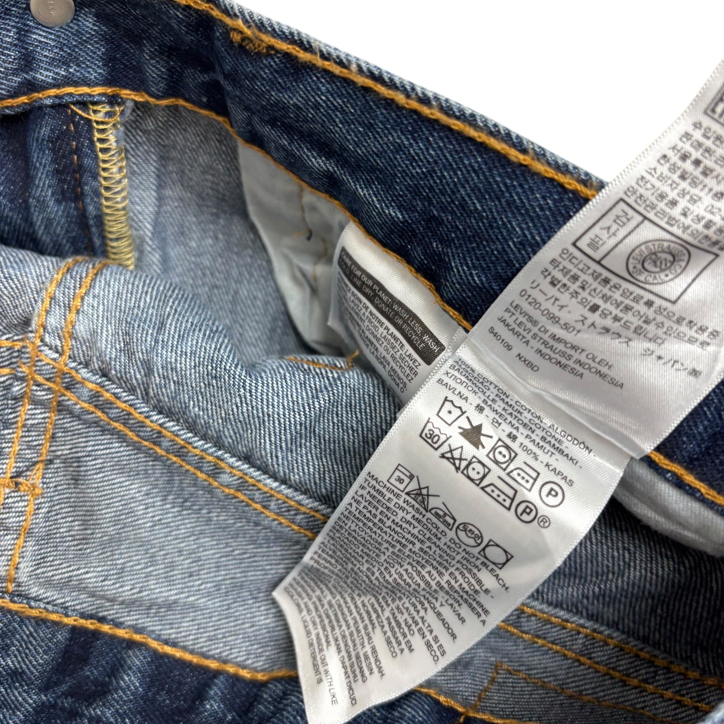 Levis 550 Jeans W34 L32 Mens Mid Blue Relaxed Straight Fit Denim (E)