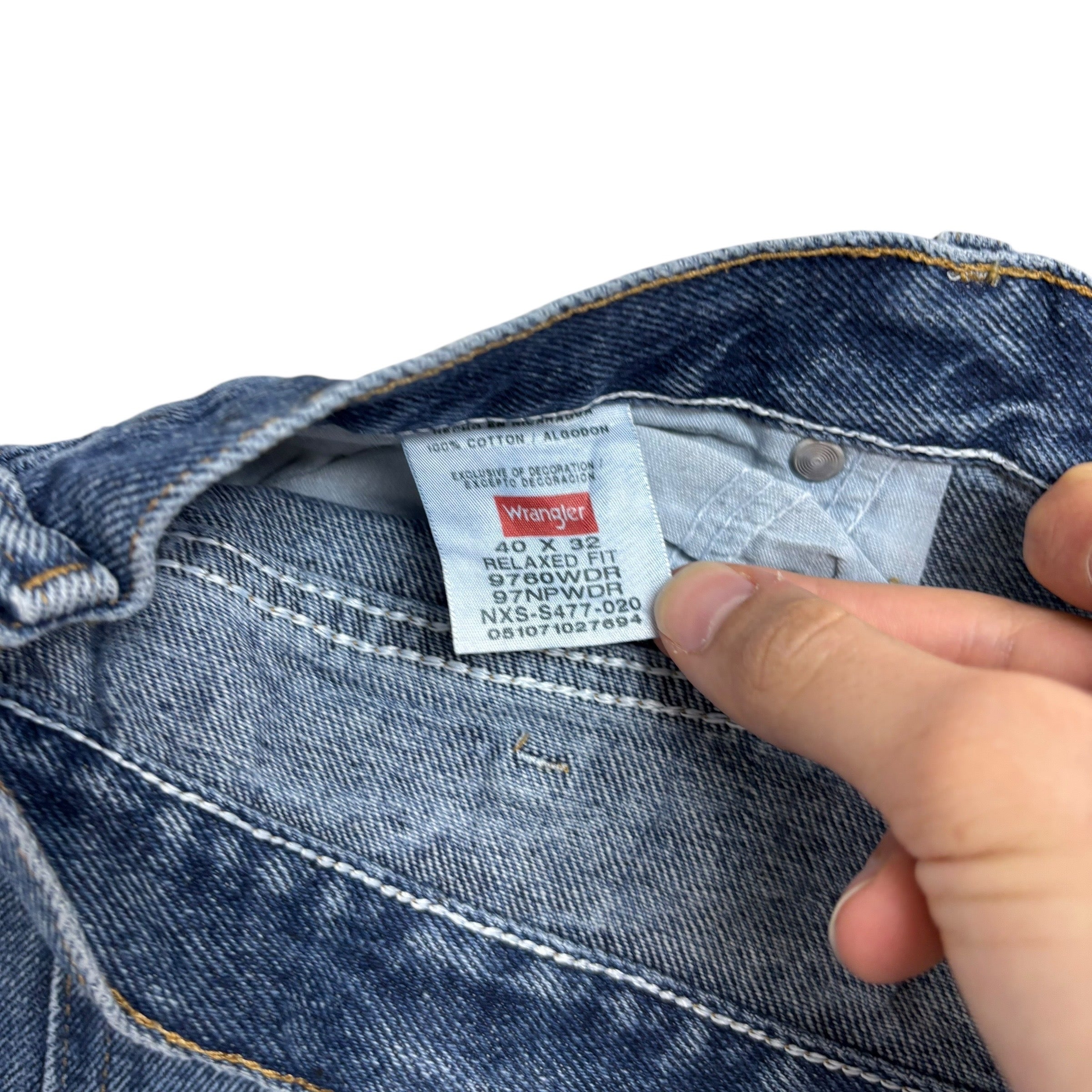 Wrangler Jeans W40 L32 Mens Mid Blue Relaxed Straight Fit Denim (E)