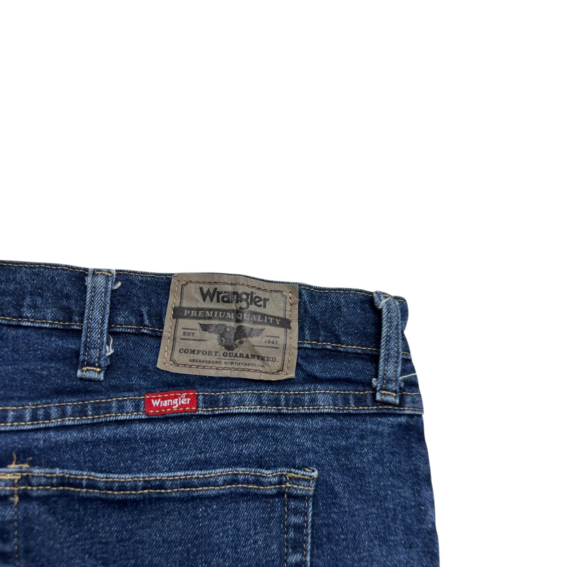 Wrangler Jeans W44 L30 Mens Dark Blue Regular Straight Fit Stretch Denim (E)