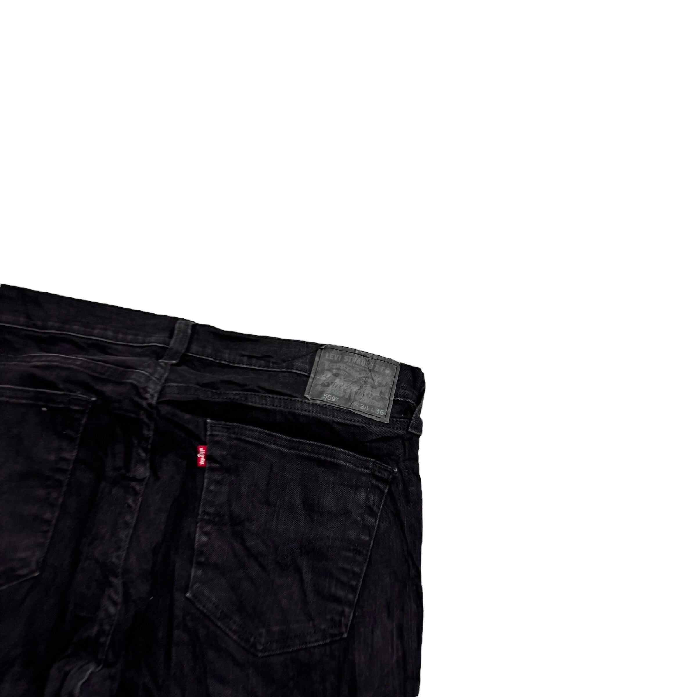 Levis 559 Jeans W34 L36 Mens Black Regular Straight Fit Stretch Denim (E)